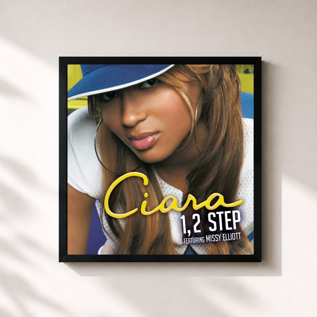 #noir Tableau carré de l'album 1,2 Step de Ciara, cadre noir 32x32 cm