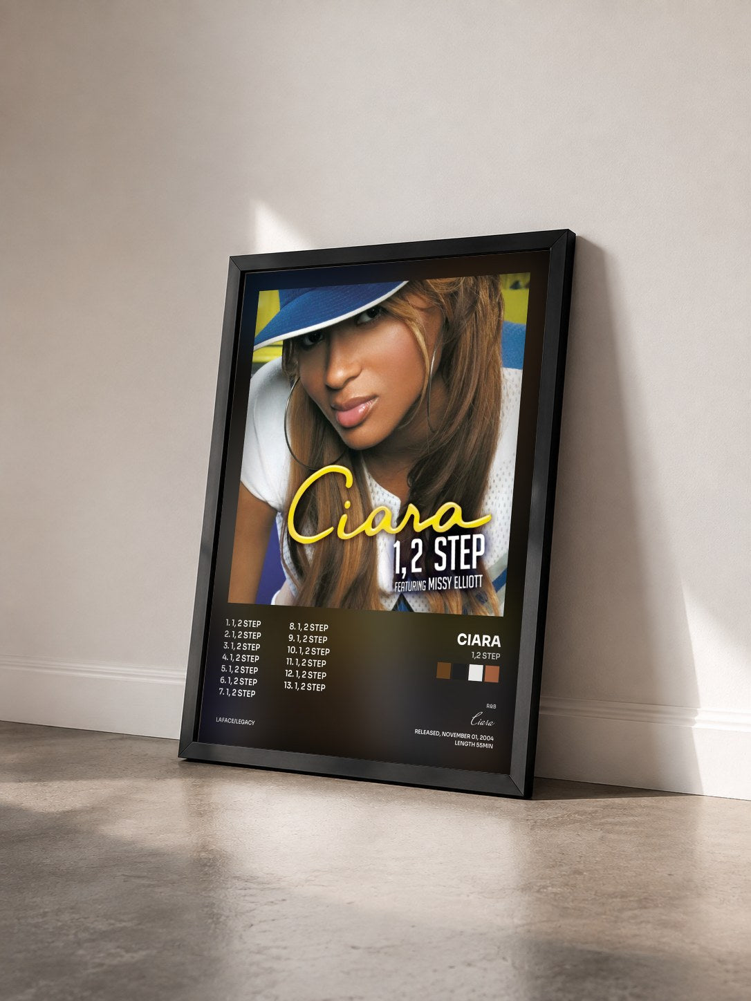 #noir Tableau de l'album 1,2 Step de Ciara vu de trois quarts, cadre noir