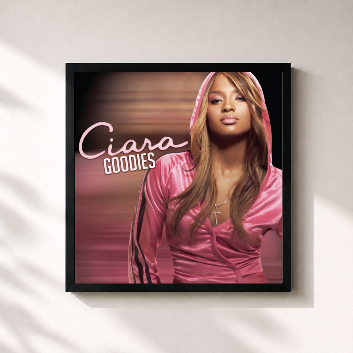#noir Tableau carré de l'album Goodies de Ciara, cadre noir 32x32 cm