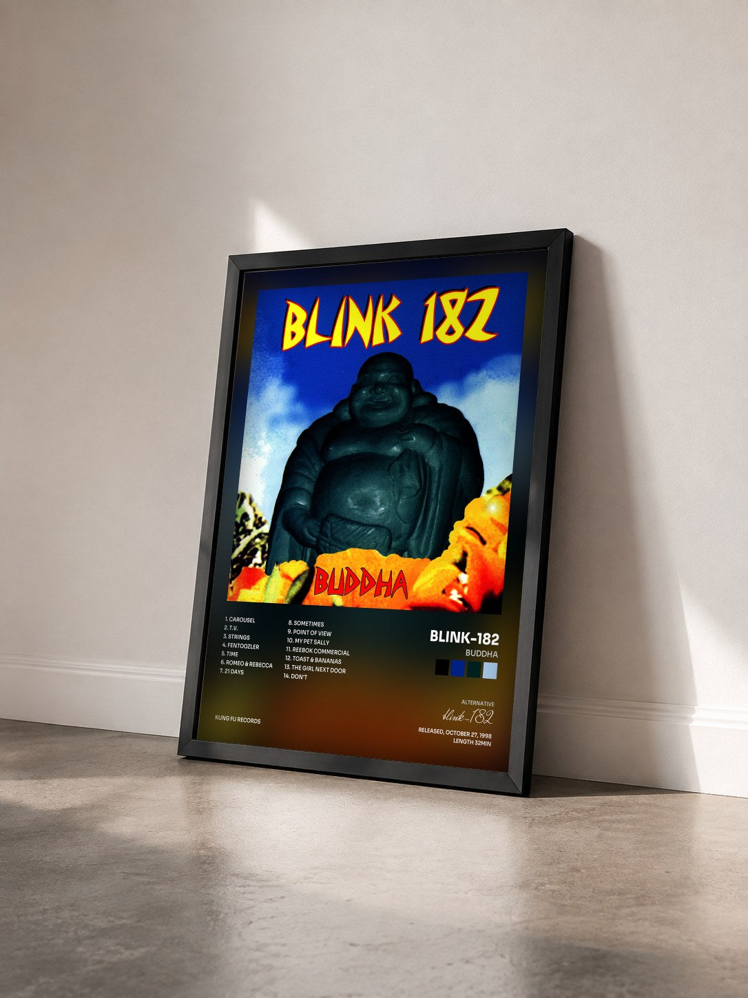 #noir Tableau de l'album Buddha de blink-182 vu de trois quarts, cadre noir