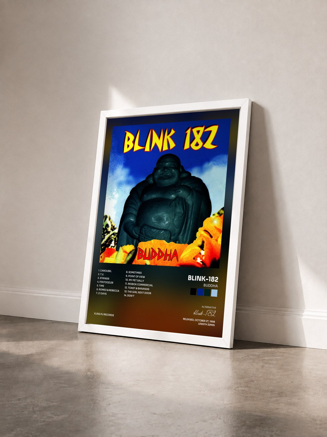 #blanc Tableau de l'album Buddha de blink-182 vu de trois quarts, cadre blanc