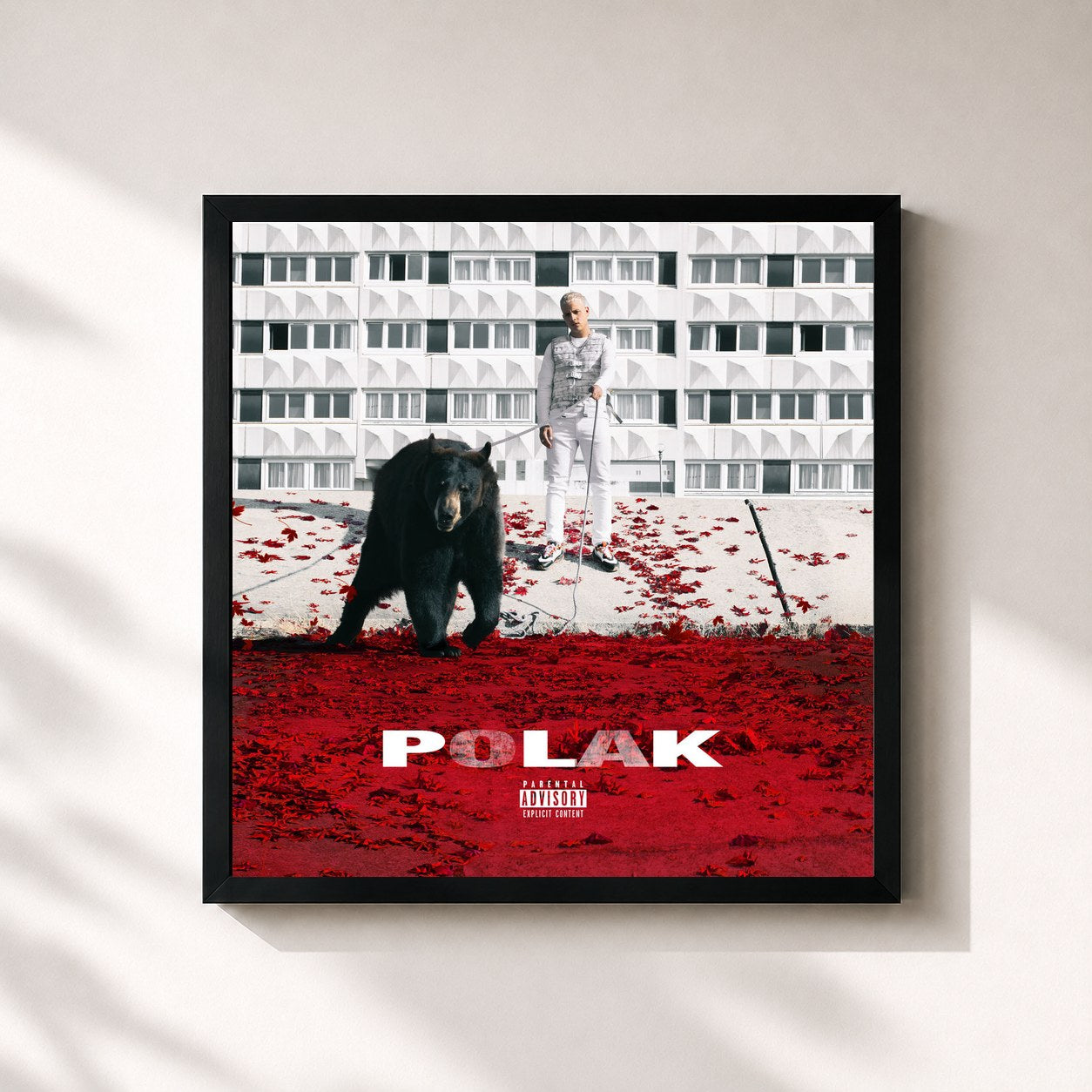 #noir Tableau carré de l'album Polak de PLK, cadre noir 32x32 cm
