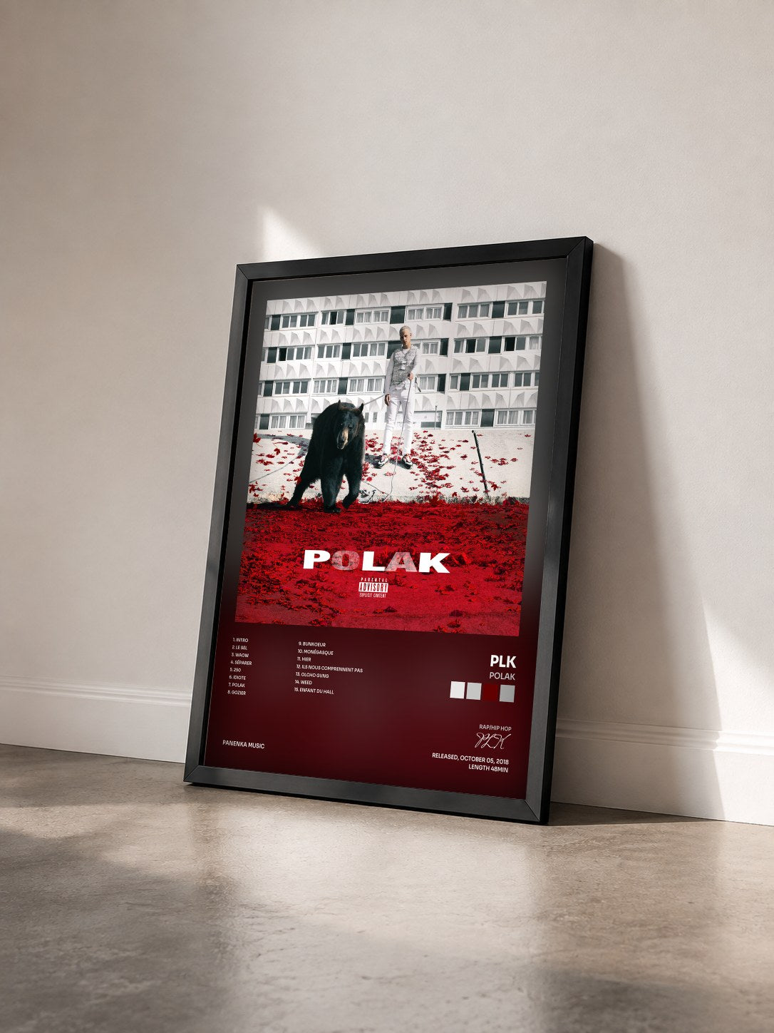 #noir Tableau de l'album Polak de PLK vu de trois quarts, cadre noir