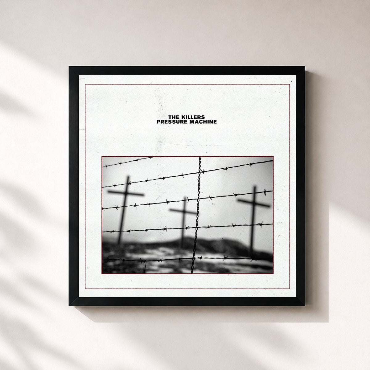 #noir Tableau carré de l'album Pressure Machine de The Killers, cadre noir 32x32 cm