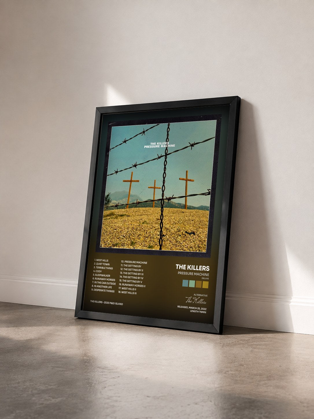 #noir Tableau de l'album Pressure Machine (Deluxe) de The Killers vu de trois quarts, cadre noir