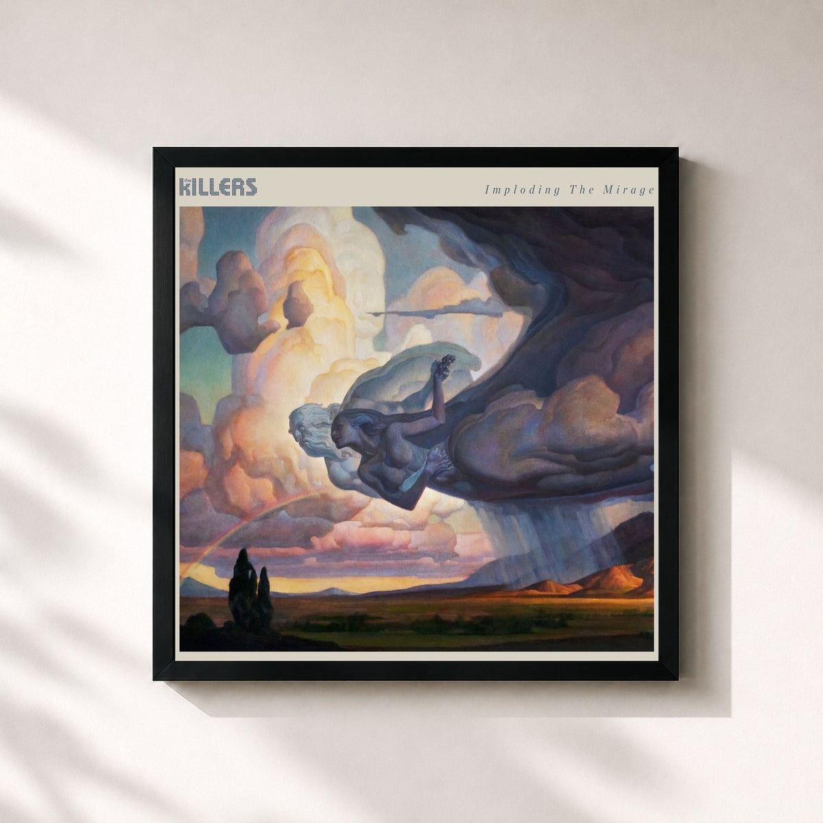 #noir Tableau carré de l'album Imploding The Mirage de The Killers, cadre noir 32x32 cm