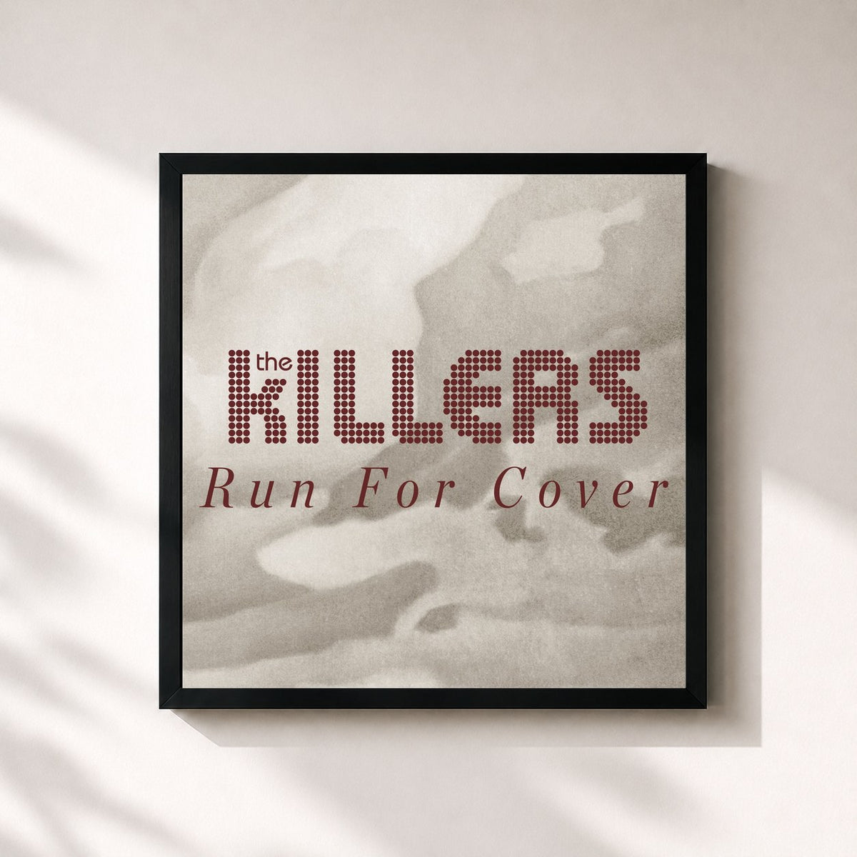 #noir Tableau carré de l'album Run For Cover (Workout Mix) de The Killers, cadre noir 32x32 cm