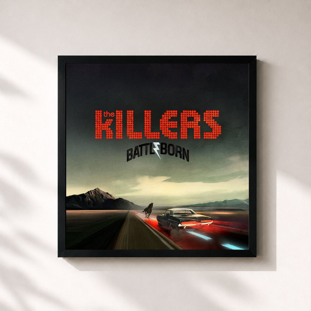#noir Tableau carré de l'album Battle Born de The Killers, cadre noir 32x32 cm