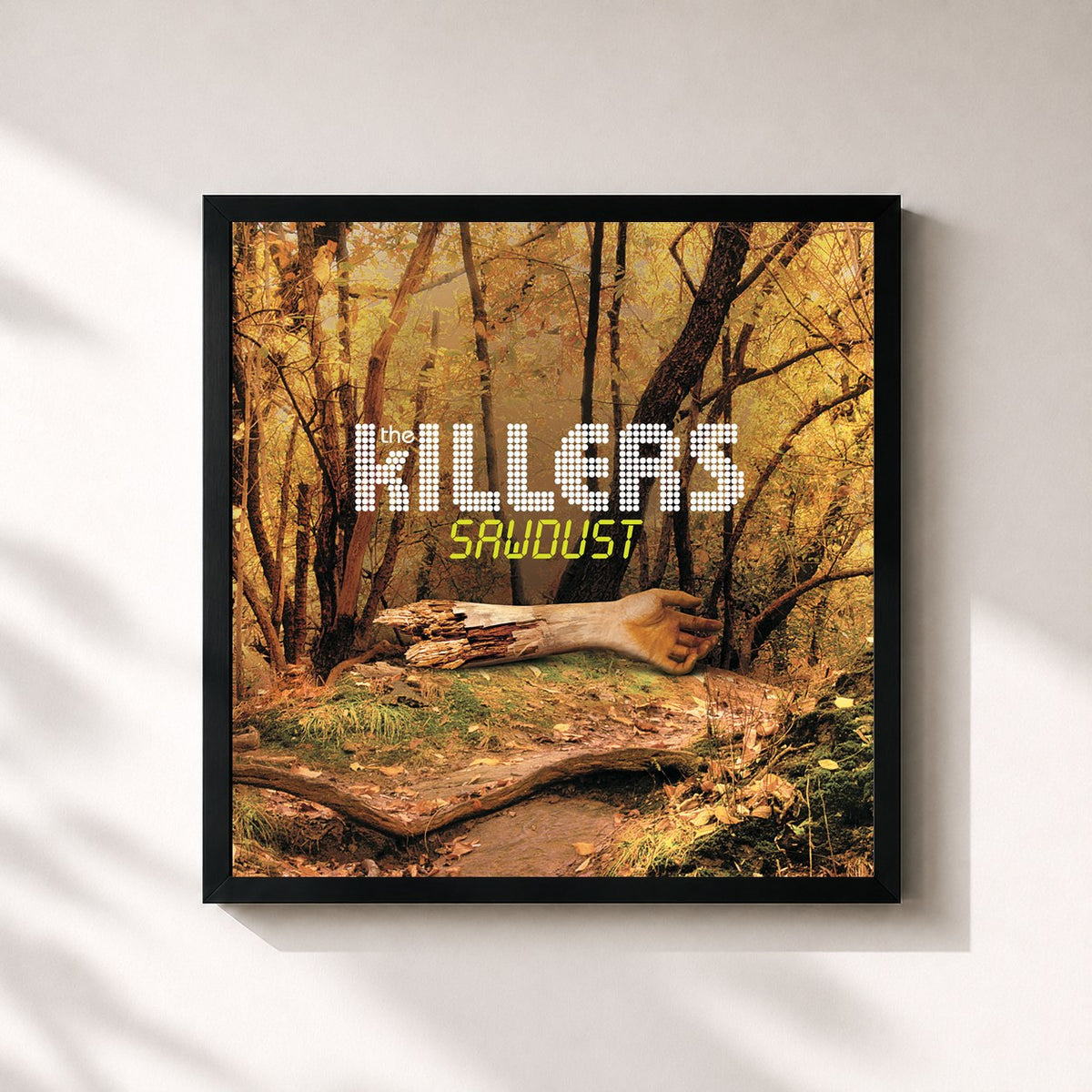 #noir Tableau carré de l'album Sawdust de The Killers, cadre noir 32x32 cm
