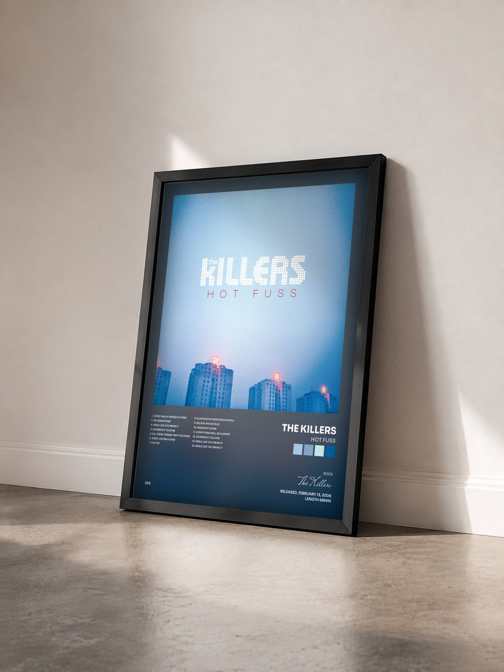 #noir Tableau de l'album Hot Fuss de The Killers vu de trois quarts, cadre noir