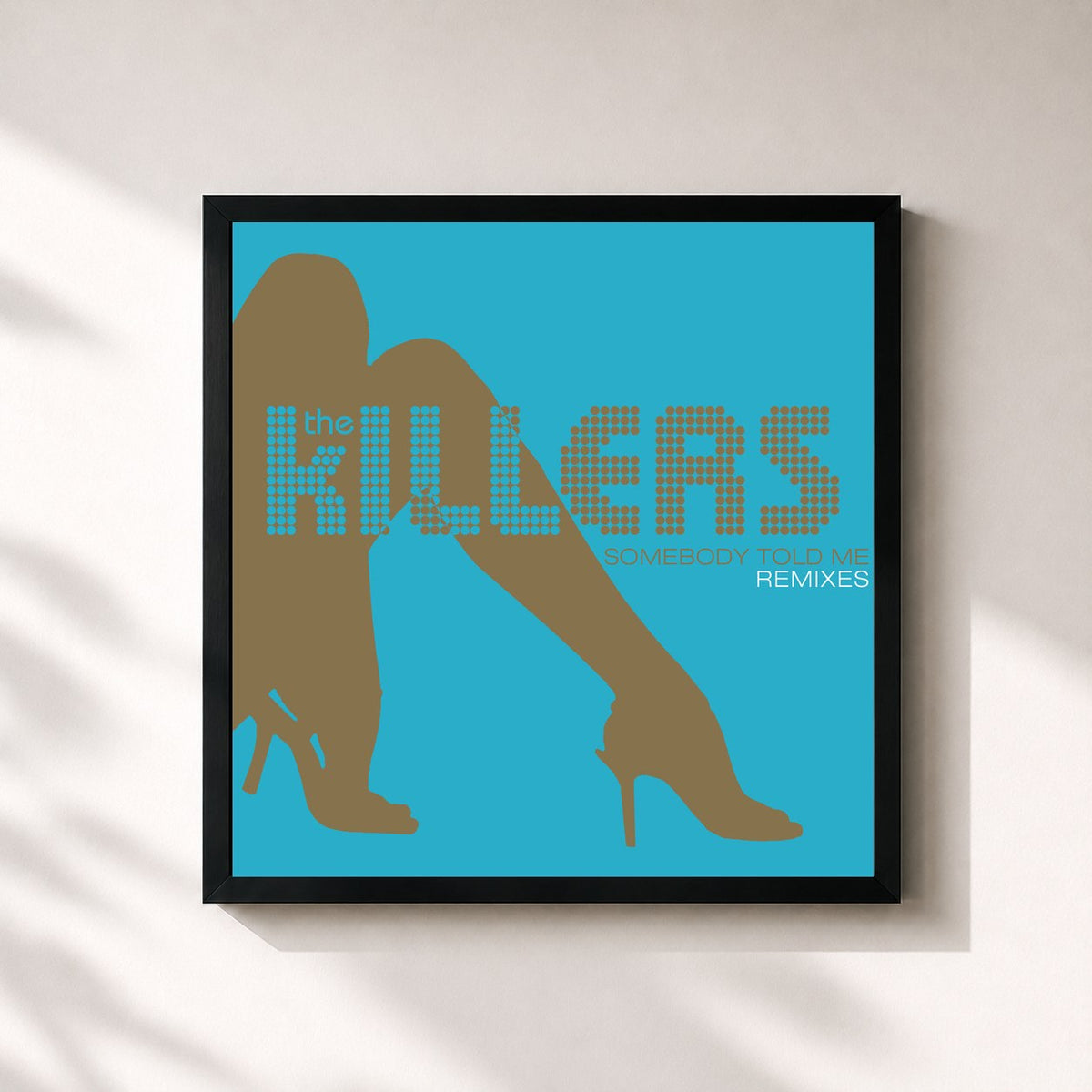 #noir Tableau carré de l'album Somebody Told Me (Remixes) de The Killers, cadre noir 32x32 cm