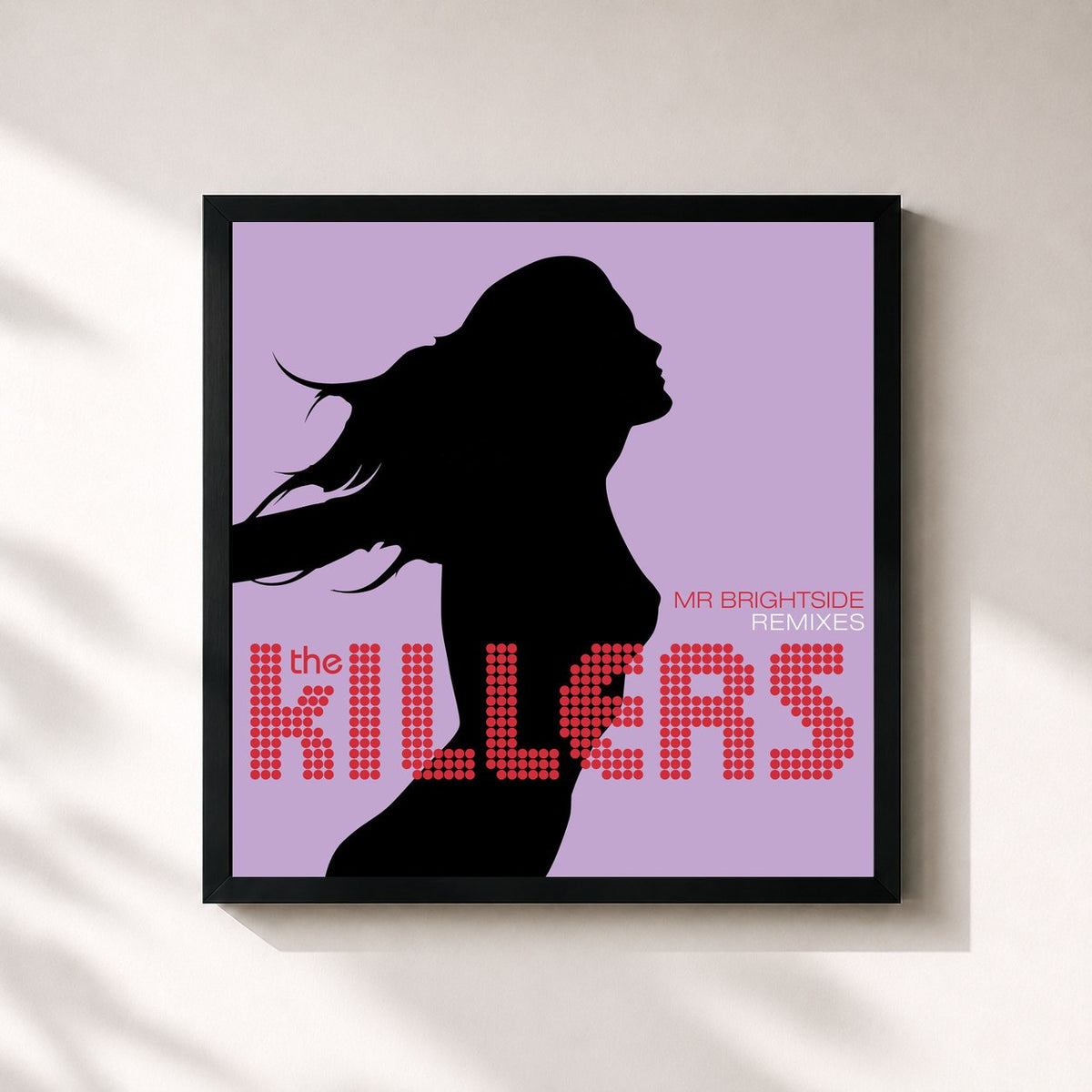 #noir Tableau carré de l'album Mr. Brightside (Remixes) de The Killers, cadre noir 32x32 cm