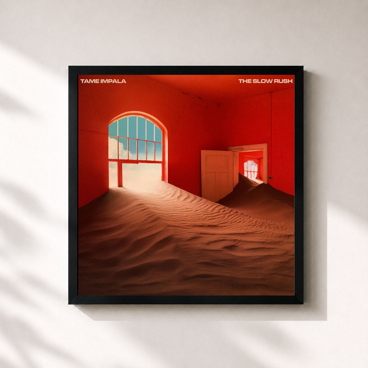 #noir Tableau carré de l'album The Slow Rush de Tame Impala, cadre noir 32x32 cm