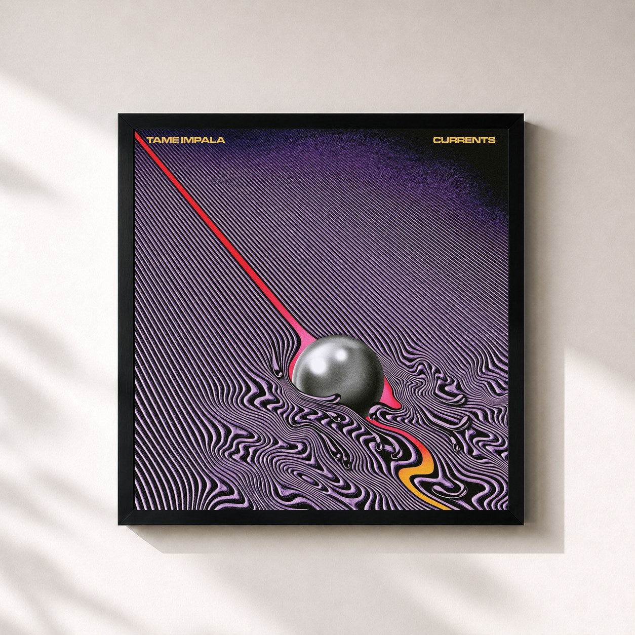 #noir Tableau carré de l'album Currents de Tame Impala, cadre noir 32x32 cm