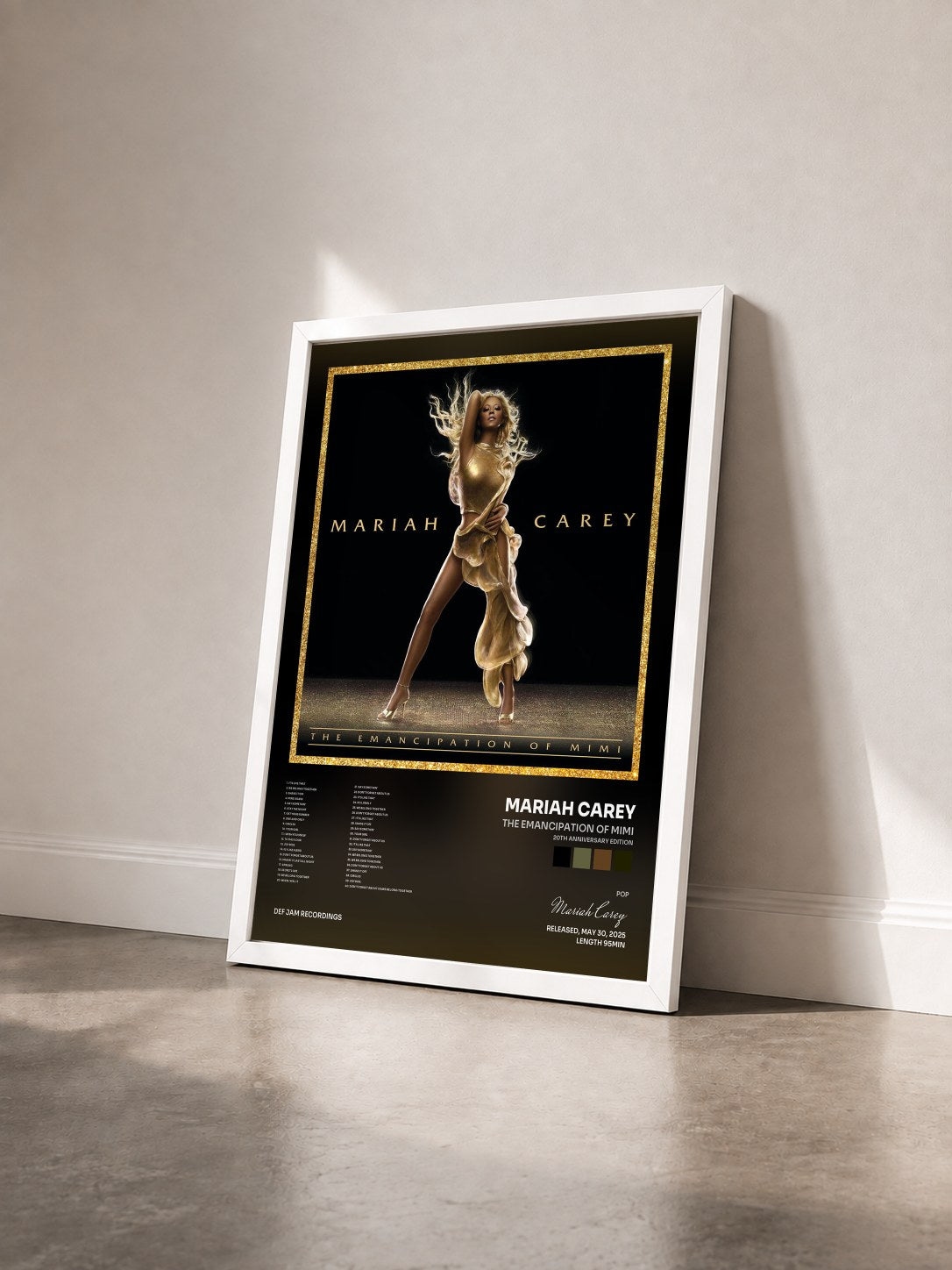 #blanc Tableau de l'album The Emancipation Of Mimi (20th Anniversary Edition) de Mariah Carey vu de trois quarts, cadre blanc