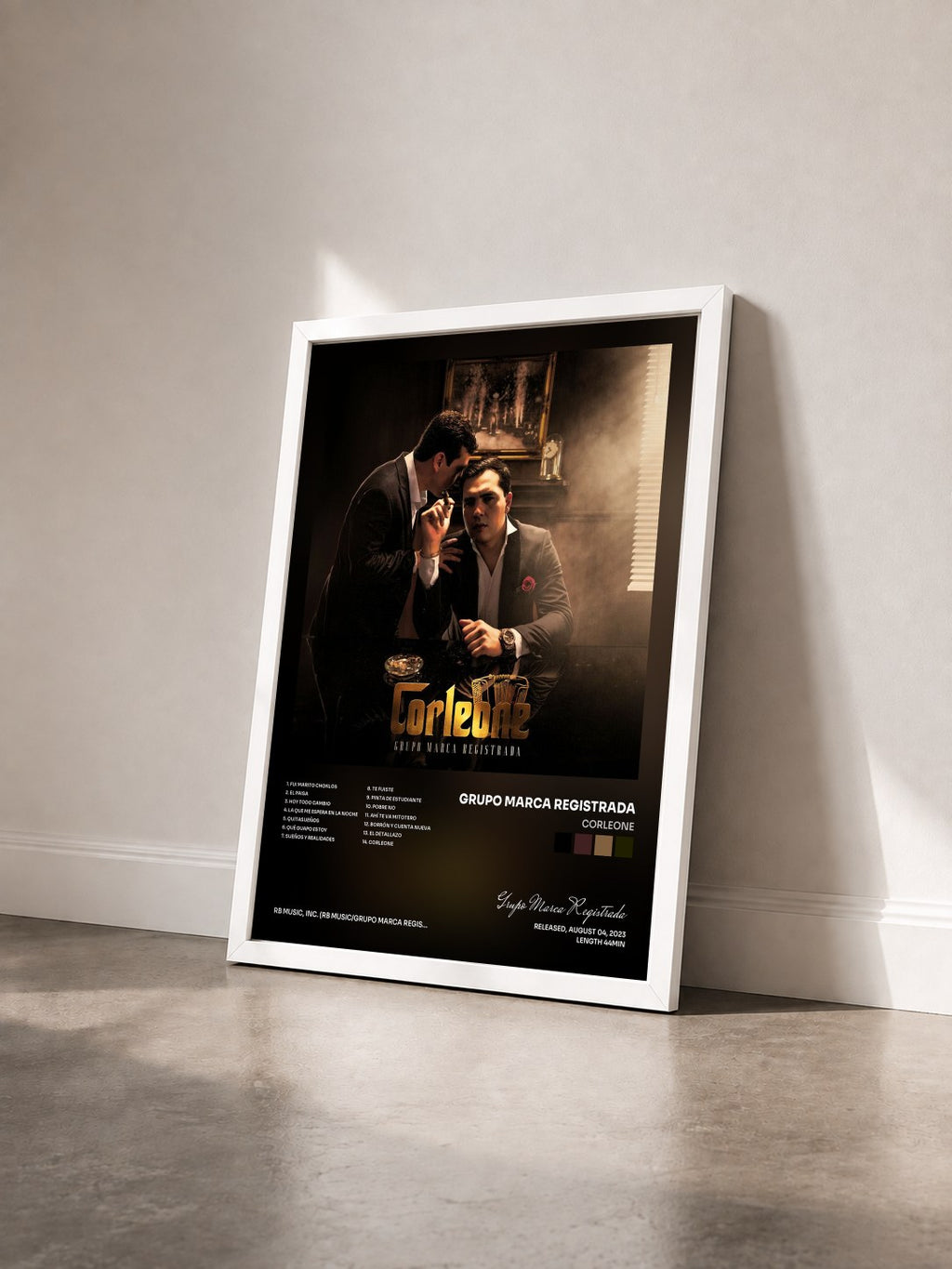 #blanc Corleone by Grupo Marca Registrada as a framed art print seen at an angle, white frame