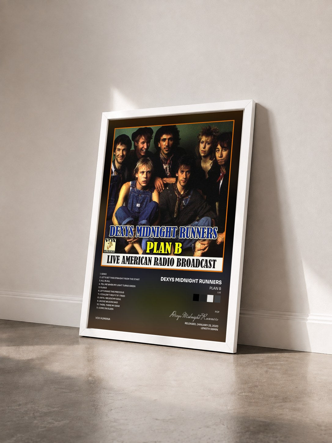 #blanc Tableau de l'album Plan B (Lve) de Dexys Midnight Runners vu de trois quarts, cadre blanc
