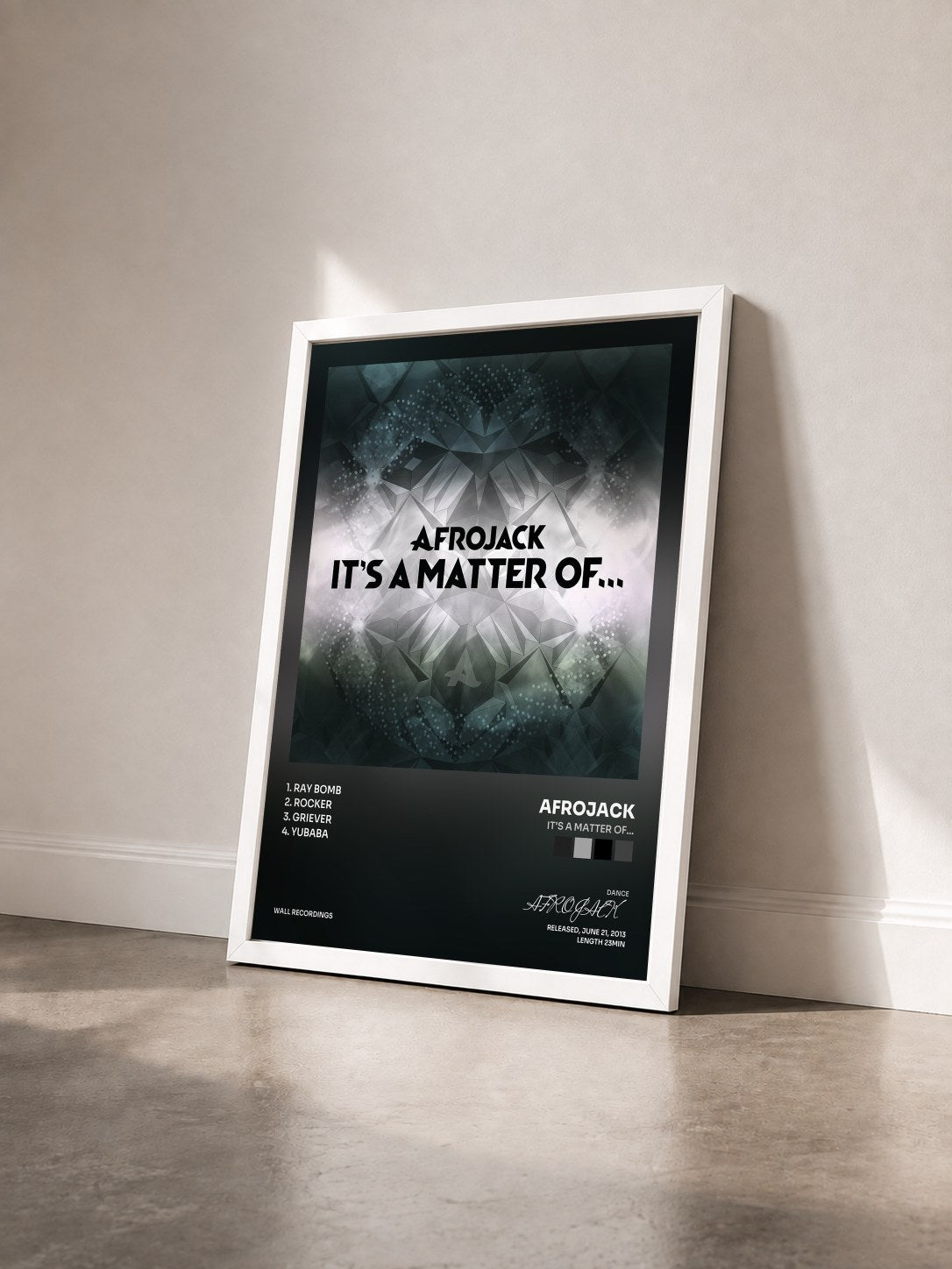 #blanc Tableau de l'album It's A Matter Of... de AFROJACK vu de trois quarts, cadre blanc