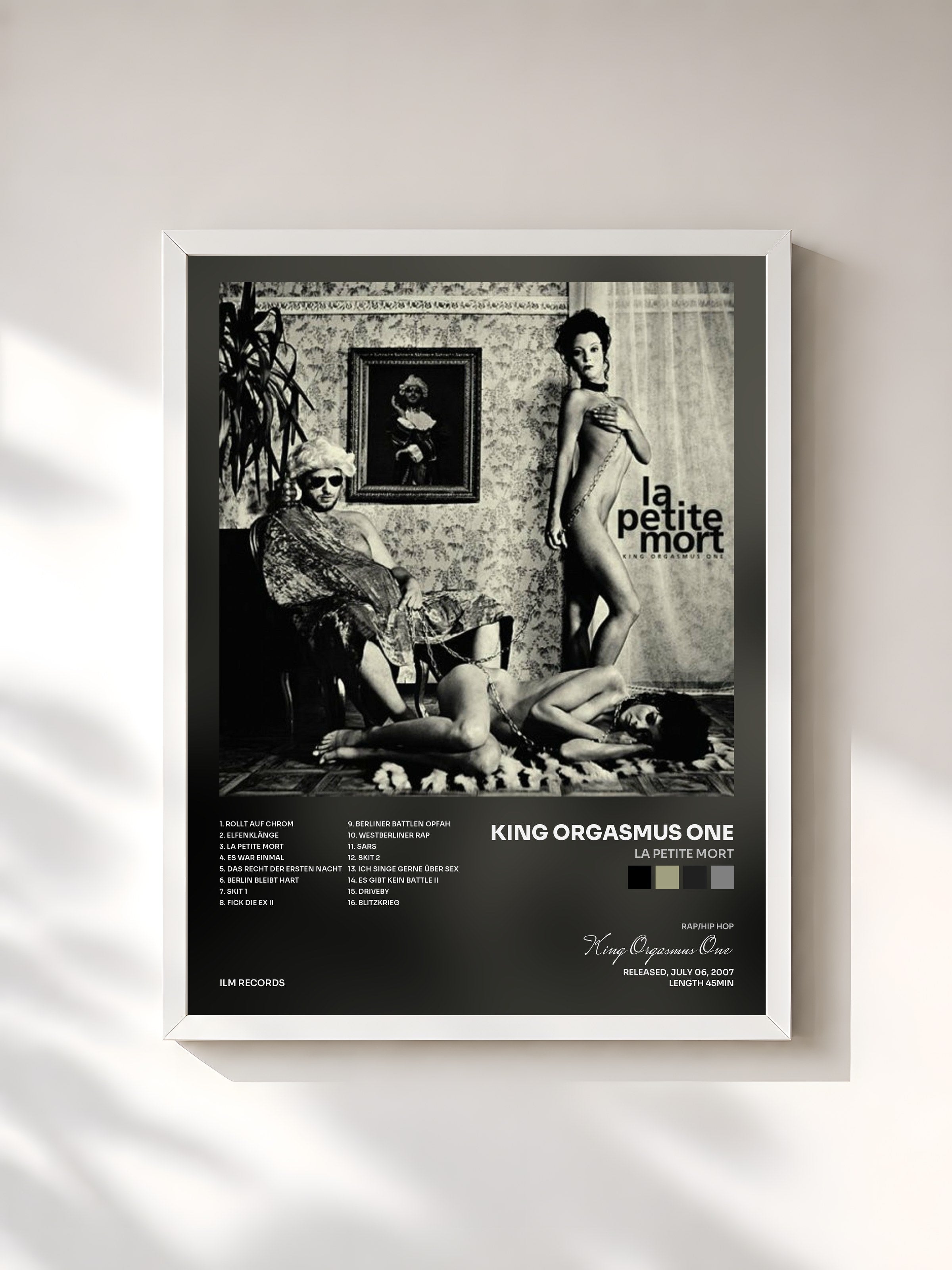 #blanc Tableau de l'album La Petite Mort de King Orgasmus One, cadre blanc, imprimé et encadré en France