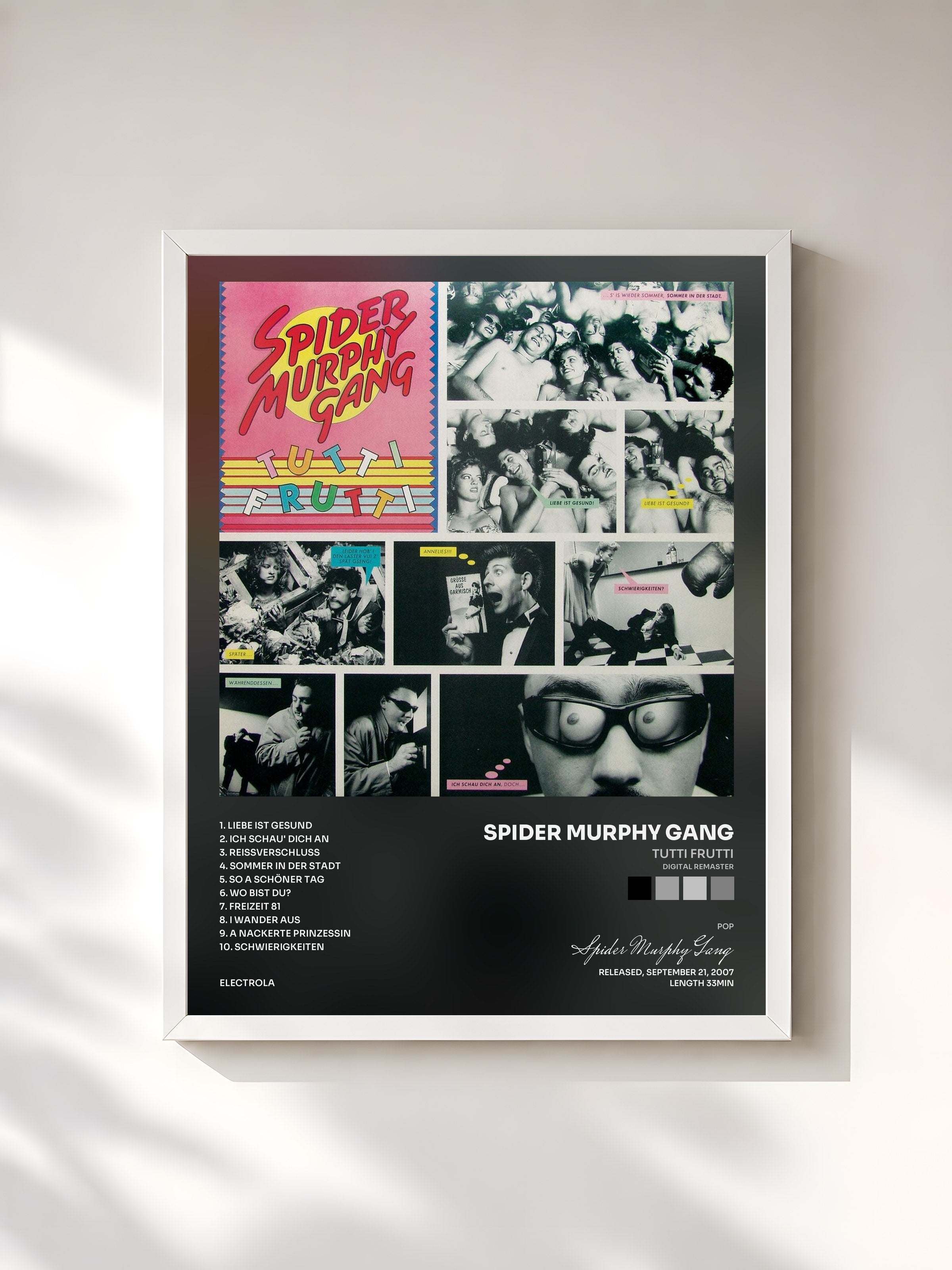 #blanc Tableau de l'album Tutti Frutti (Digital Remaster) de Spider Murphy Gang, cadre blanc, imprimé et encadré en France