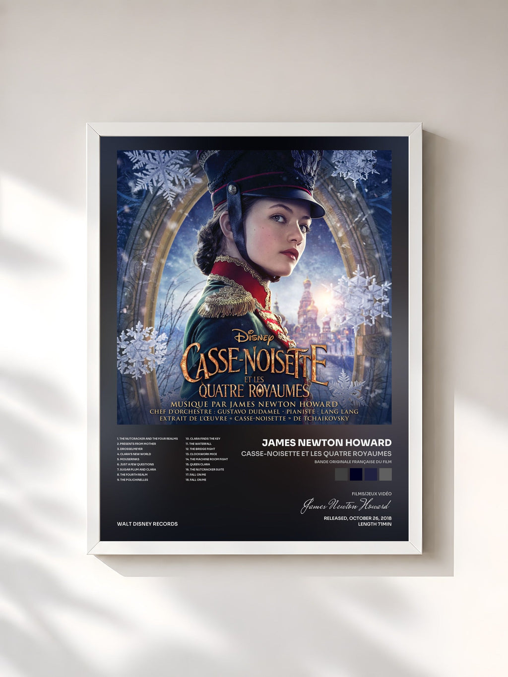 #blanc Casse-noisette et les quatre royaumes (Bande Originale Française du Film) de James Newton Howard en lámina enmarcada, marco blanco, impresa y enmarcada en Francia