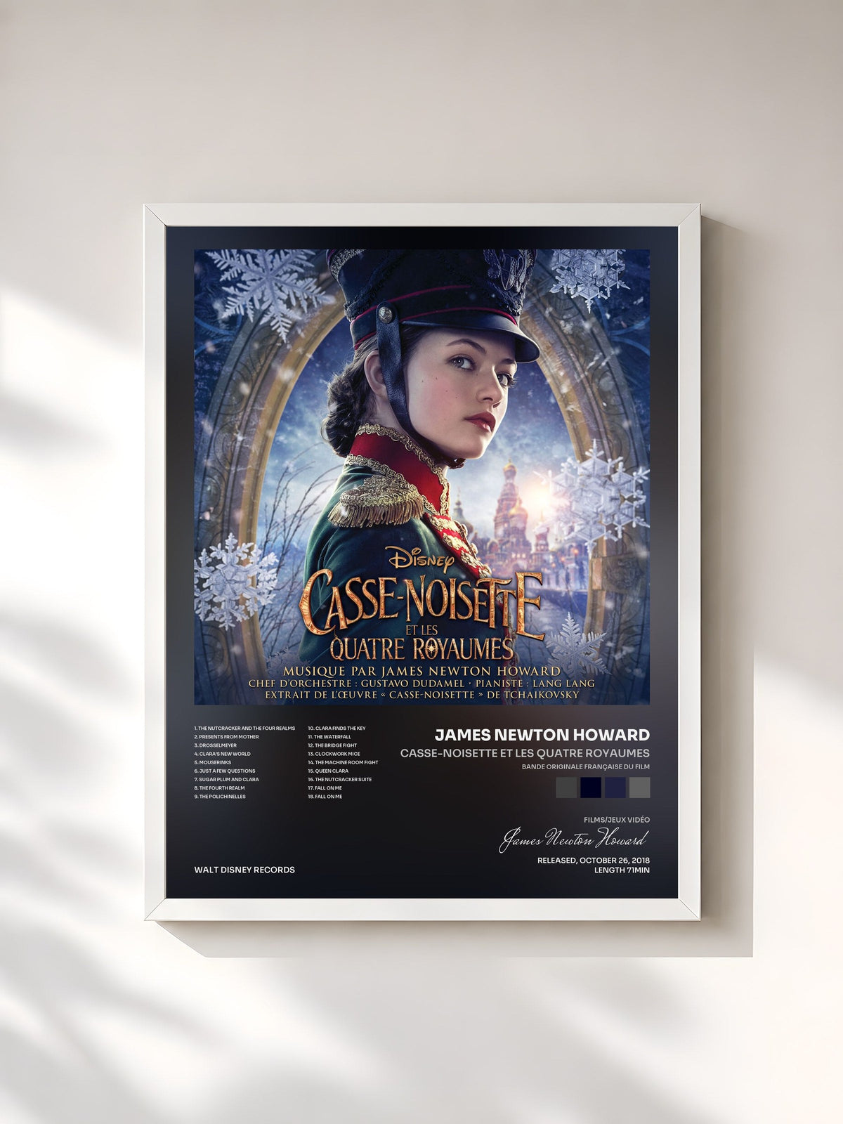 #blanc Casse-noisette et les quatre royaumes (Bande Originale Française du Film) by James Newton Howard as a framed art print, white frame, printed and framed in France
