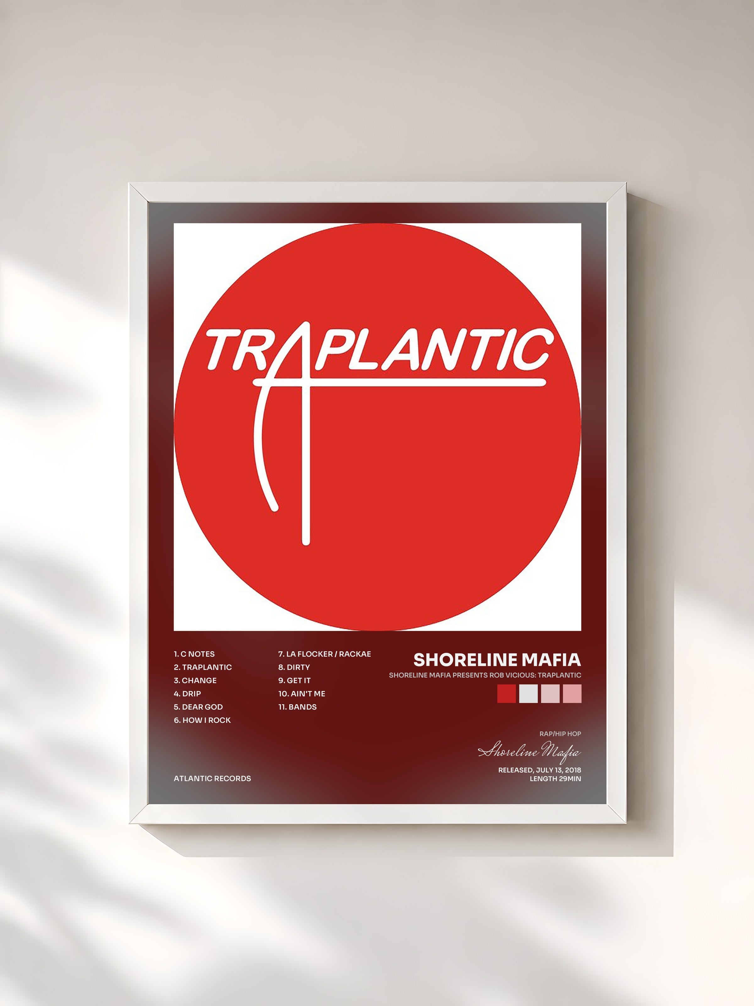 #blanc Tableau de l'album Shoreline Mafia Presents Rob Vicious: Traplantic de Shoreline Mafia, cadre blanc, imprimé et encadré en France
