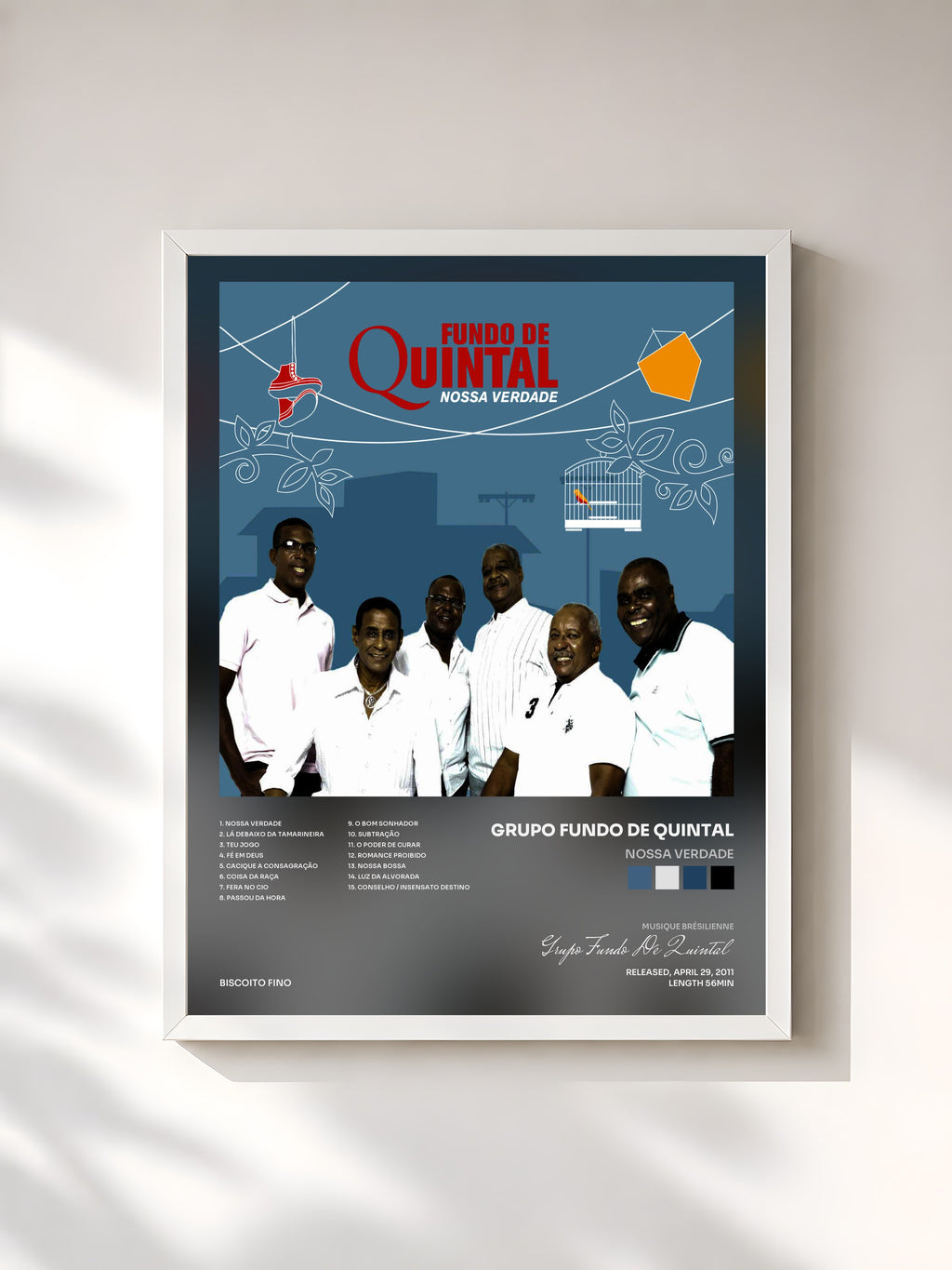 #blanc Tableau de l'album Nossa Verdade de Grupo Fundo De Quintal, cadre blanc, imprimé et encadré en France