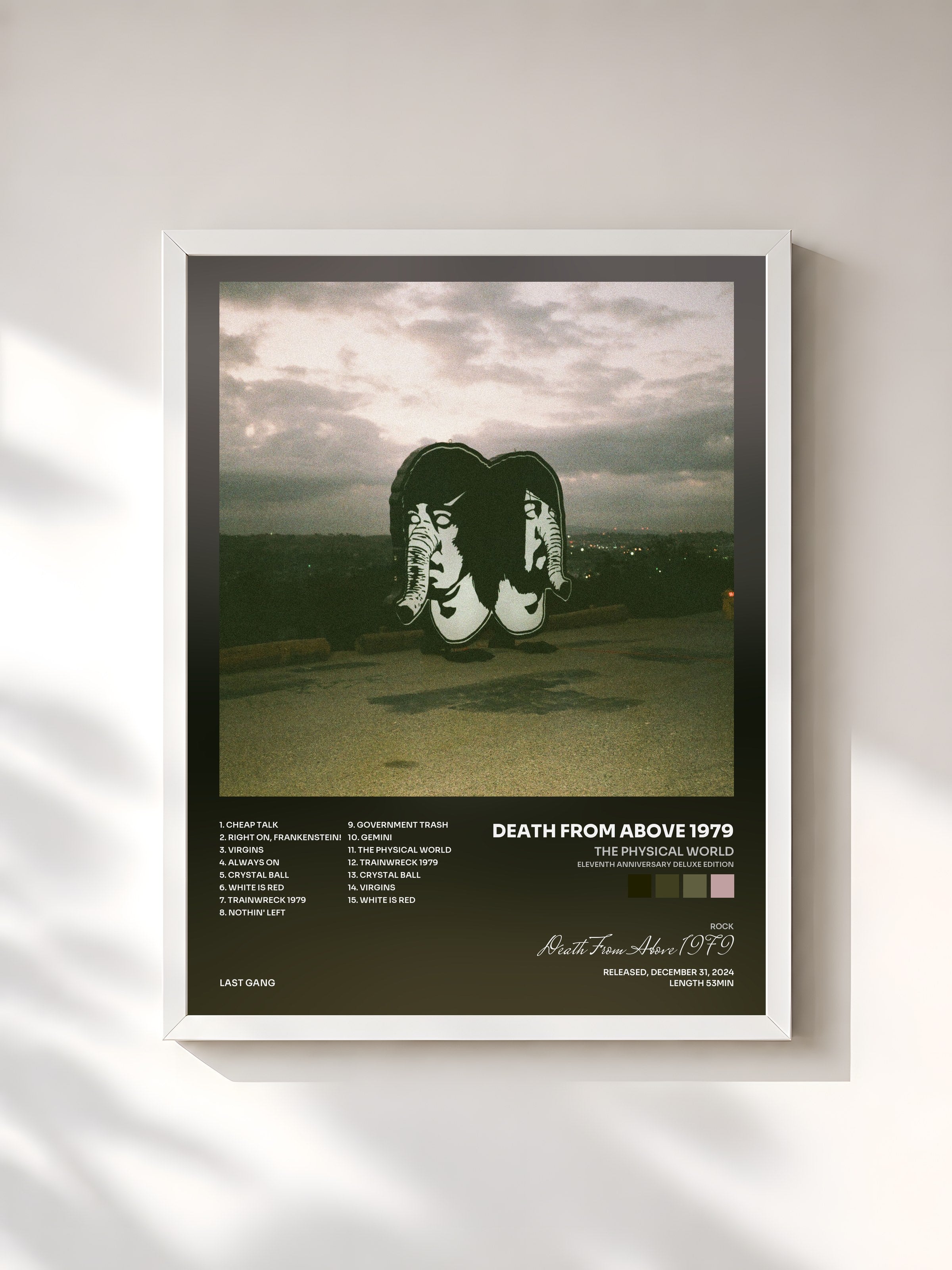 #blanc Tableau de l'album The Physical World (Eleventh Anniversary Deluxe Edition) de Death From Above 1979, cadre blanc, imprimé et encadré en France