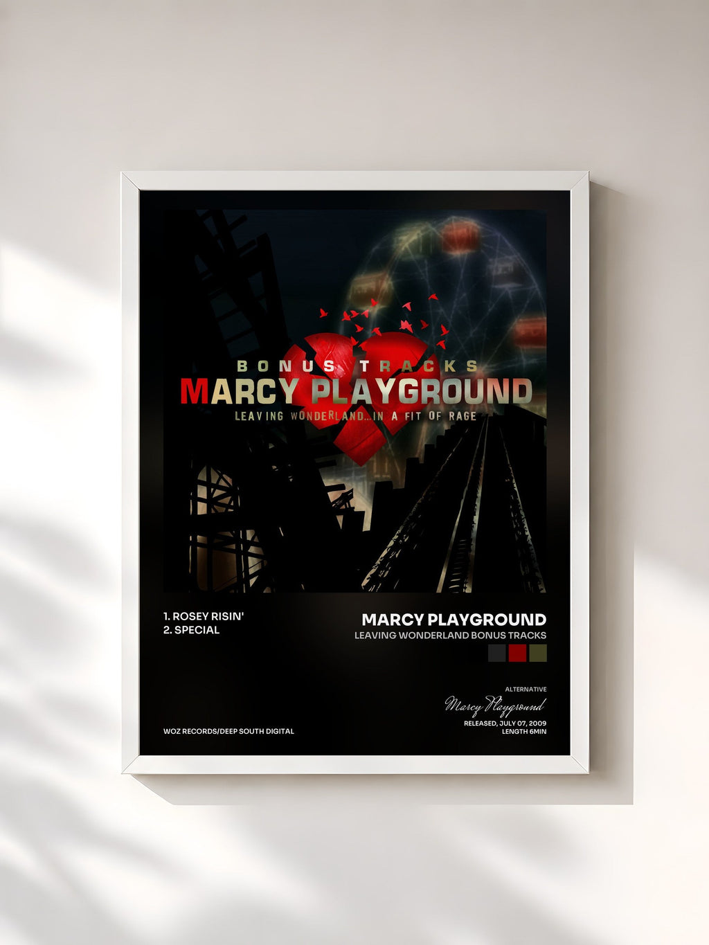 #blanc Leaving Wonderland Bonus Tracks de Marcy Playground en lámina enmarcada, marco blanco, impresa y enmarcada en Francia