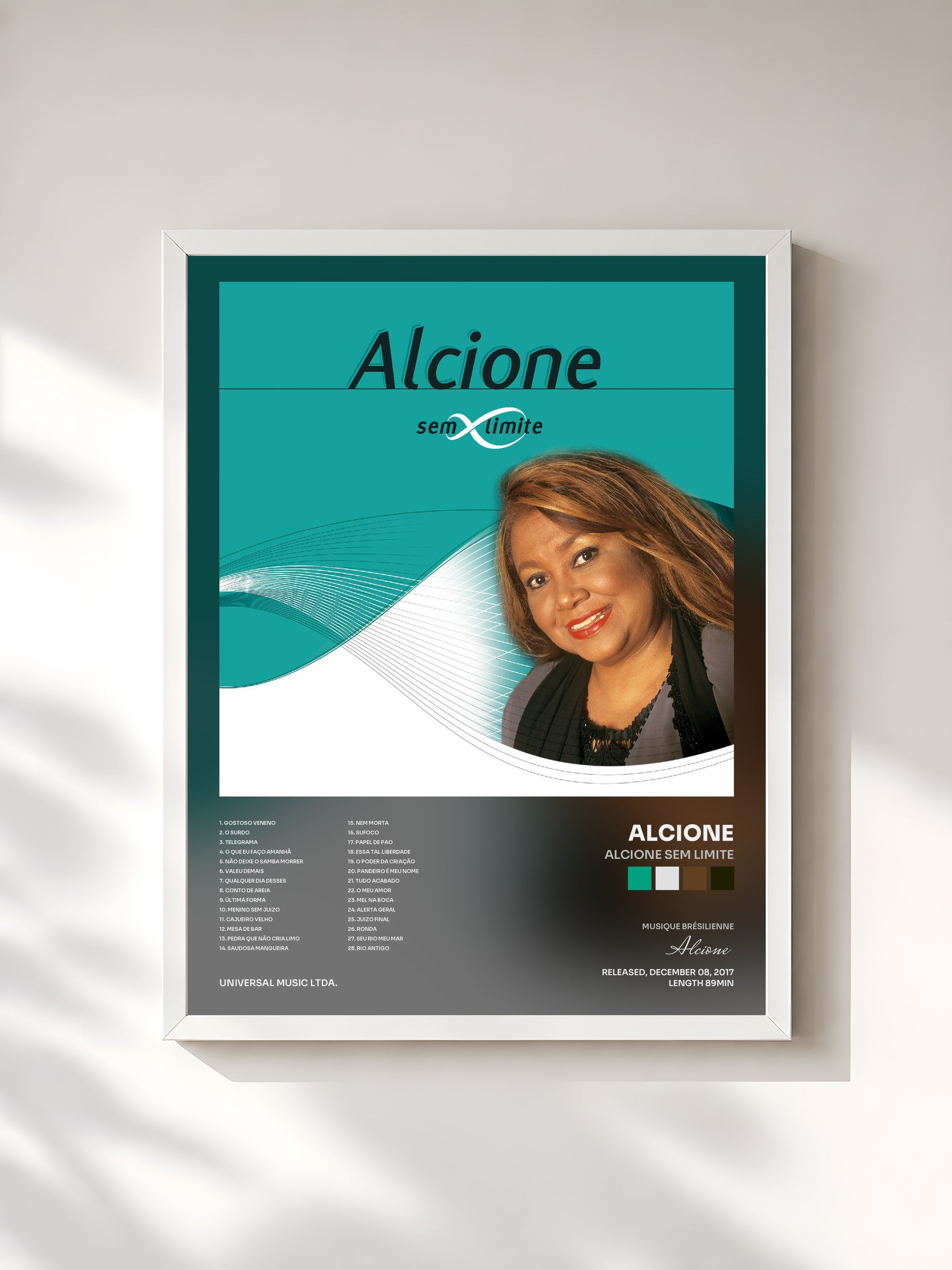 #blanc Tableau de l'album Alcione Sem Limite de Alcione, cadre blanc, imprimé et encadré en France