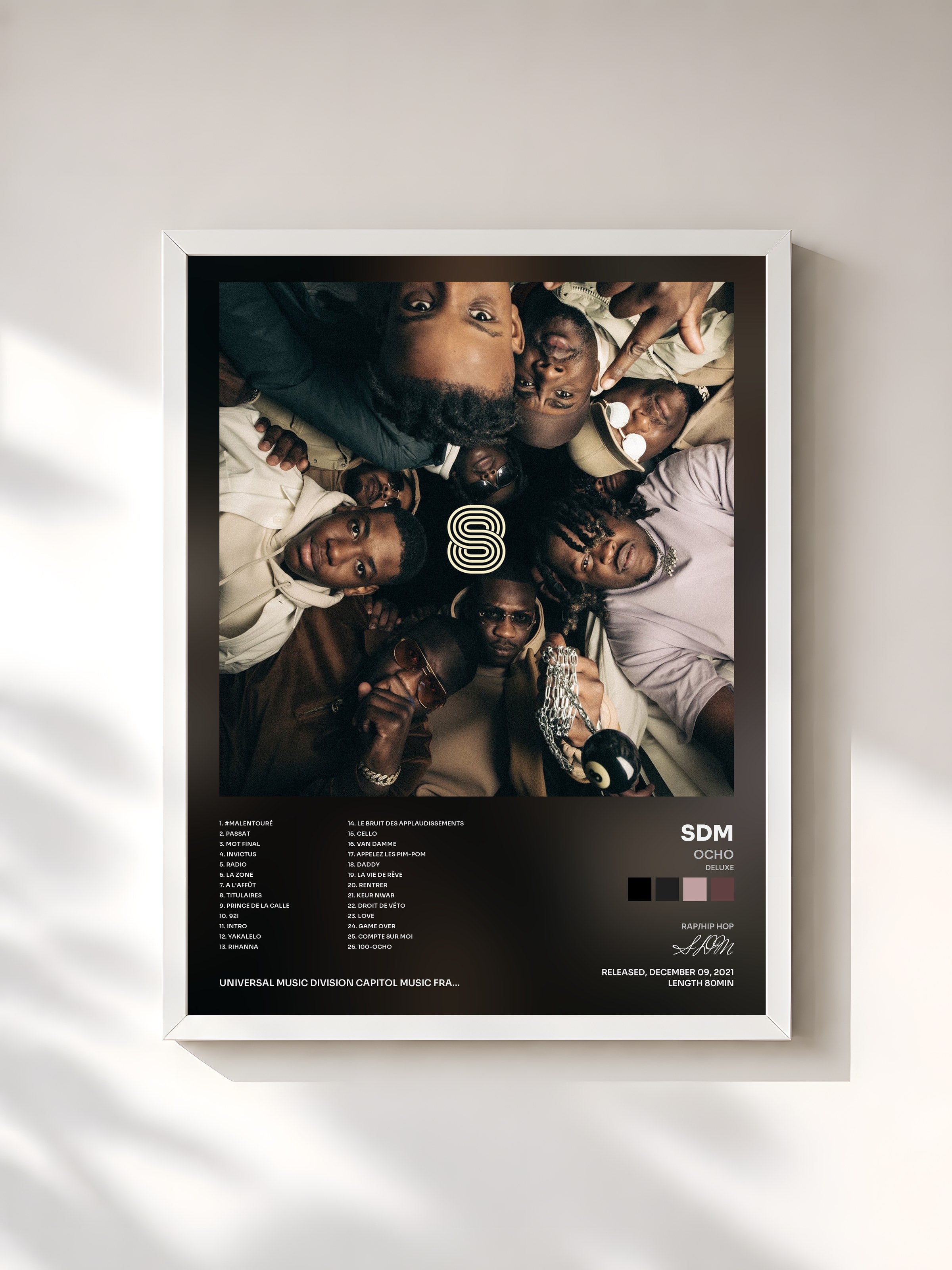 #blanc OCHO (Deluxe) by SDM as a framed art print, white frame, printed and framed in France