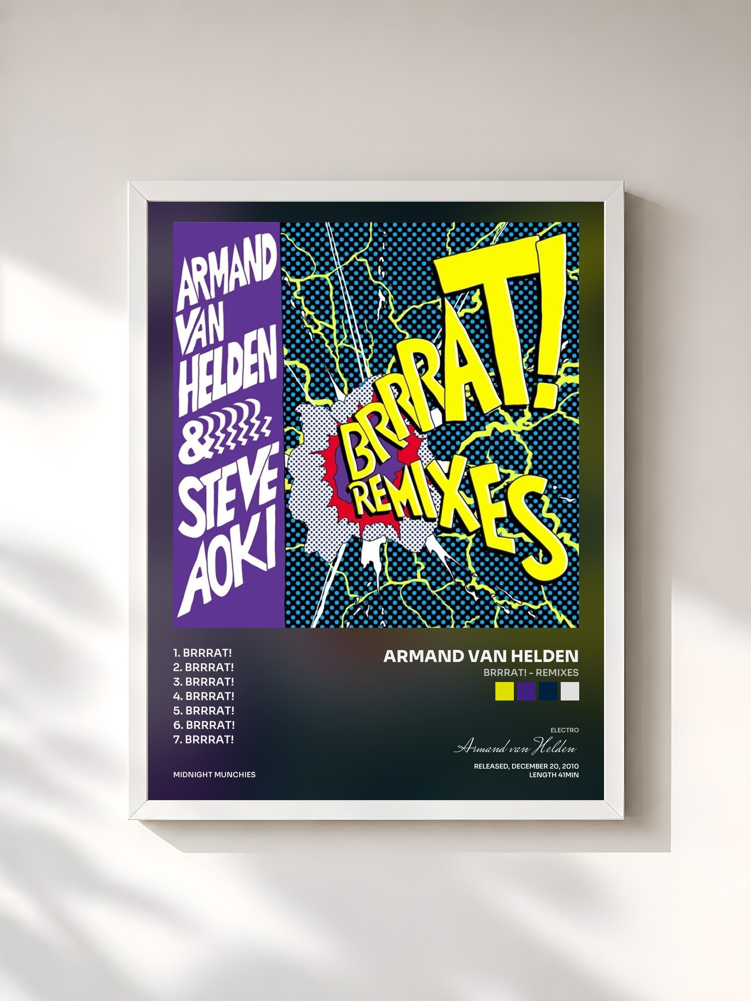 #blanc Tableau de l'album Brrrat! - REMIXES de Armand van Helden, cadre blanc, imprimé et encadré en France