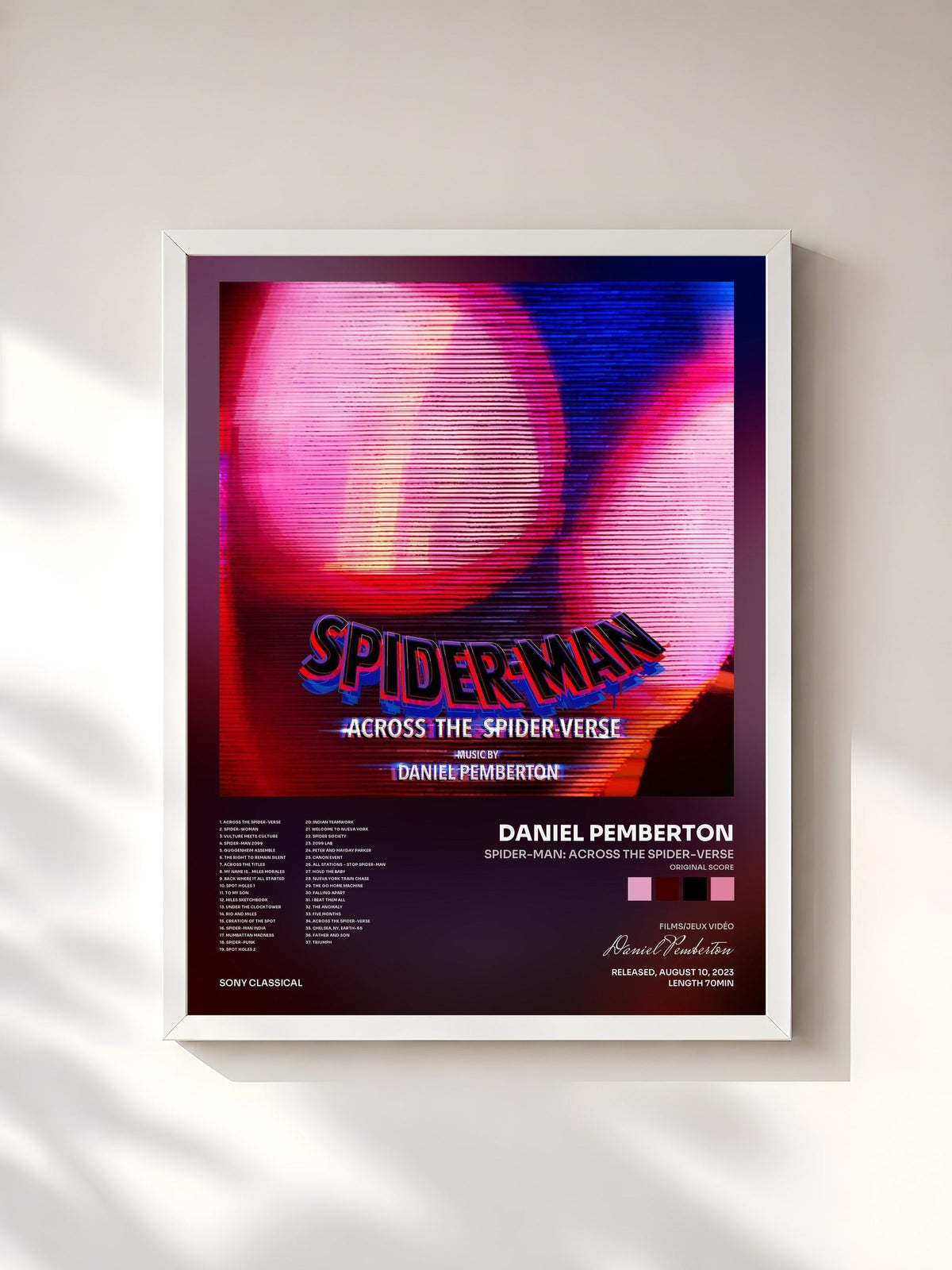 #blanc Tableau de l'album Spider-Man: Across the Spider-Verse (Original Score) [Extended Edition] de Daniel Pemberton, cadre blanc, imprimé et encadré en France