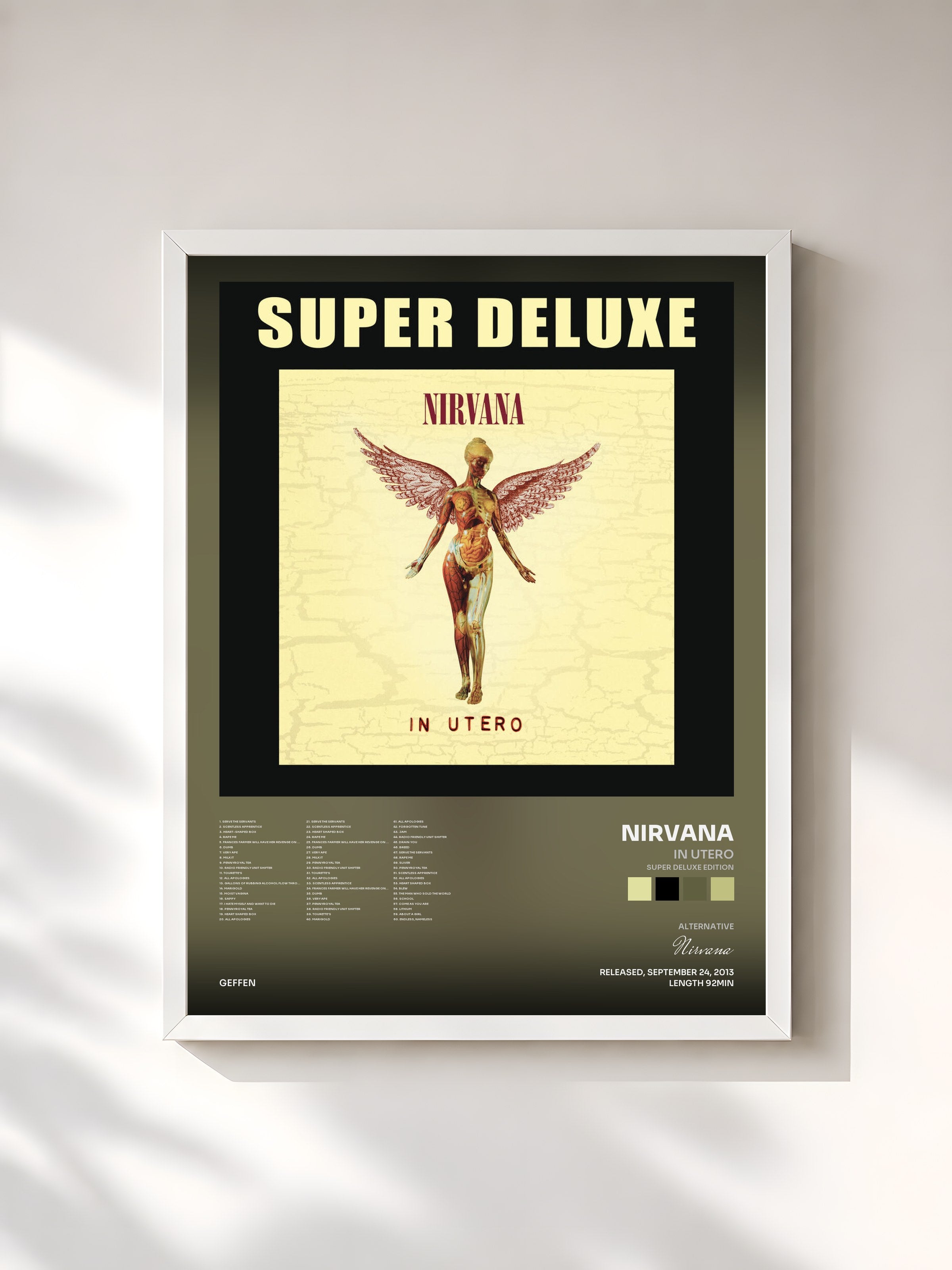 #blanc In Utero (Super Deluxe Edition) by Nirvana as a framed art print, white frame, printed and framed in France