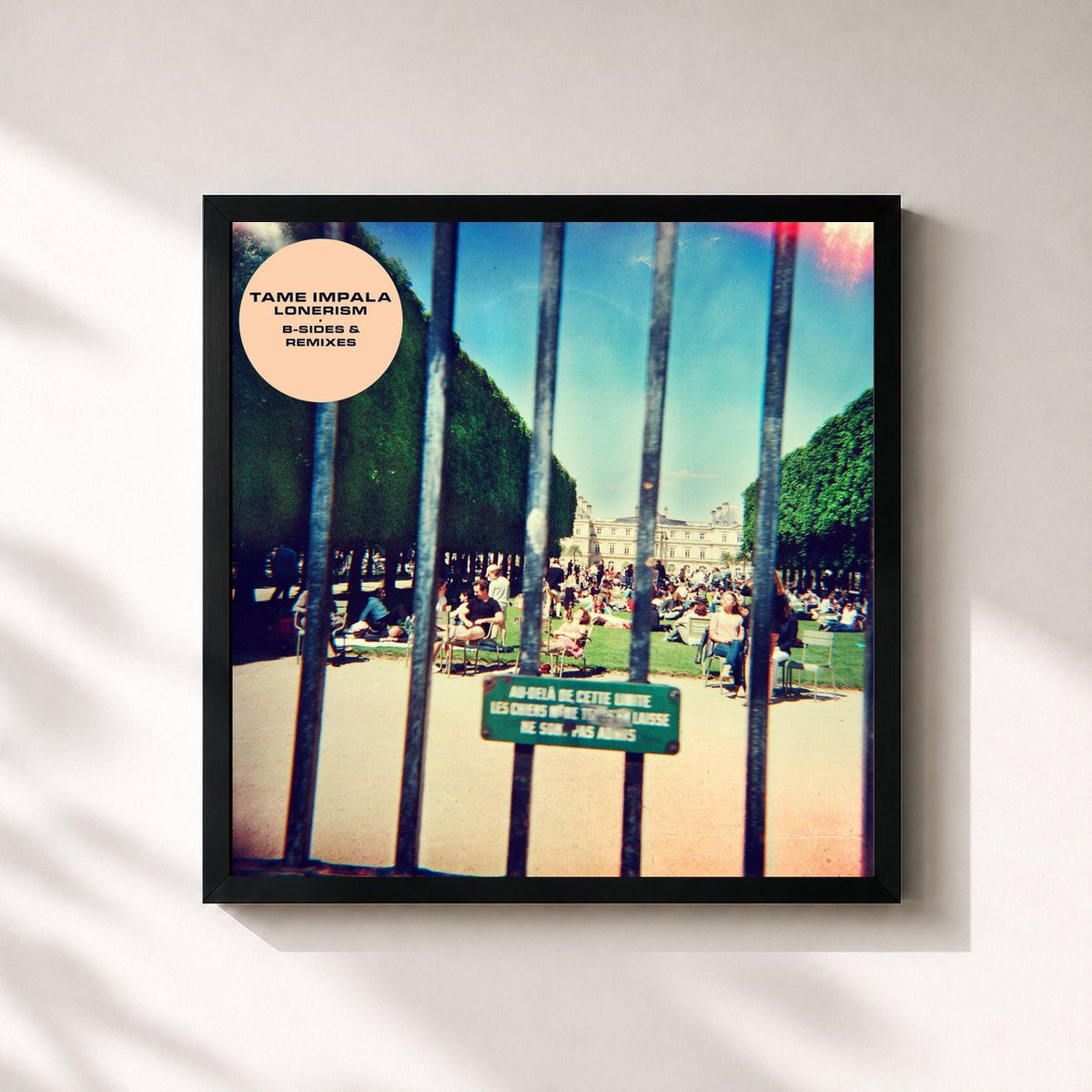 #noir Tableau carré de l'album Lonerism B-Sides & Remixes de Tame Impala, cadre noir 32x32 cm