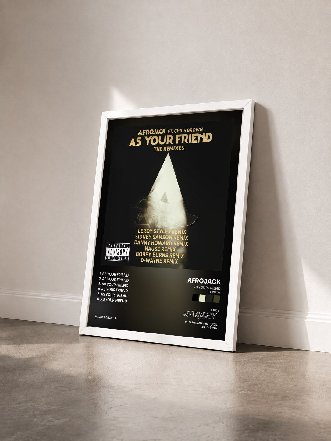 #blanc Tableau de l'album As Your Friend (The Remixes) de AFROJACK vu de trois quarts, cadre blanc