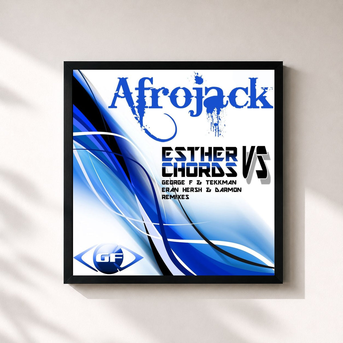 #noir Tableau carré de l'album Esther Vs. Chords de AFROJACK, cadre noir 32x32 cm