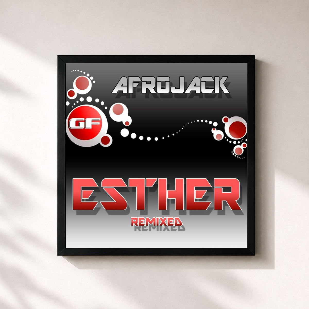 #noir Tableau carré de l'album Esther (Remixed) de AFROJACK, cadre noir 32x32 cm