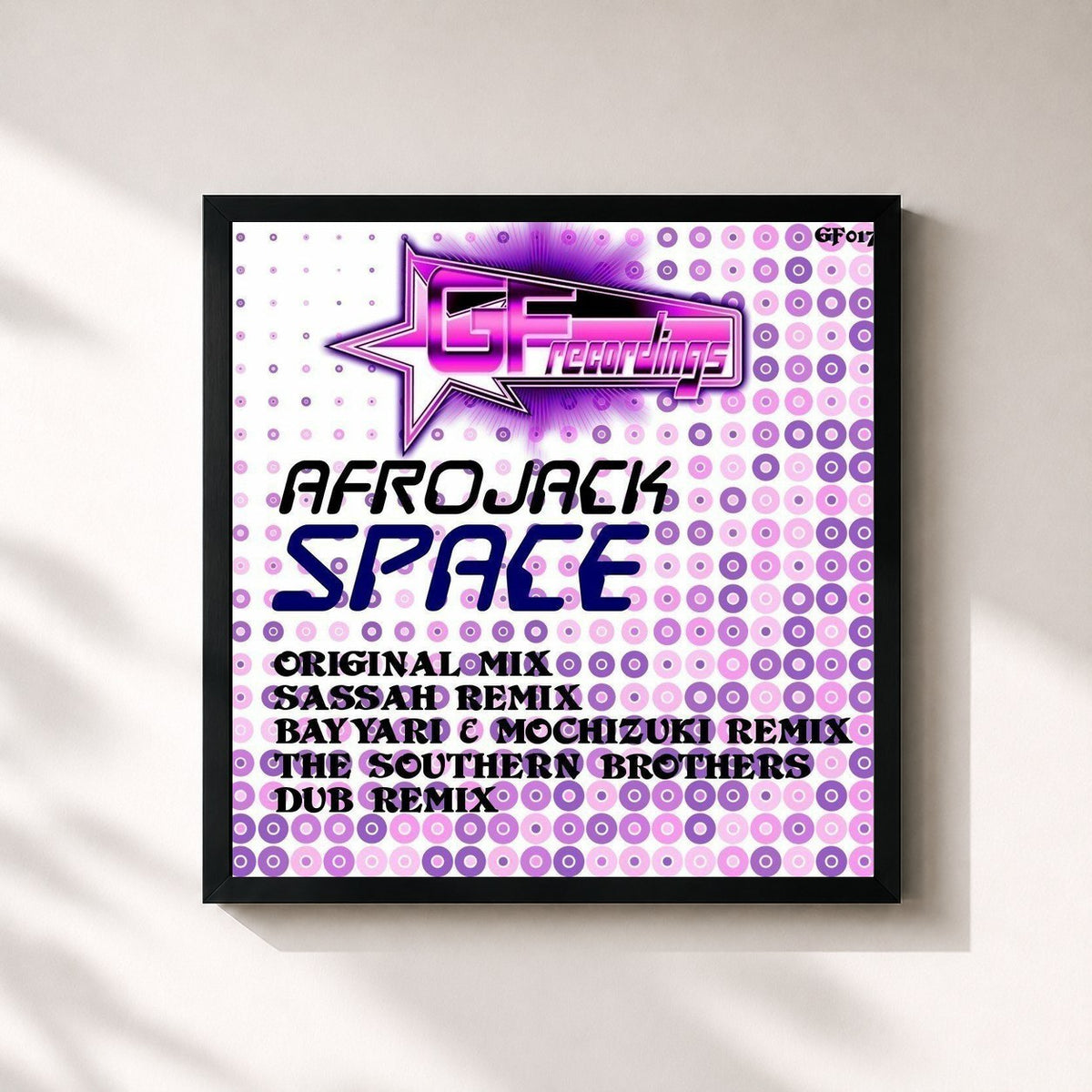 #noir Tableau carré de l'album Space de AFROJACK, cadre noir 32x32 cm
