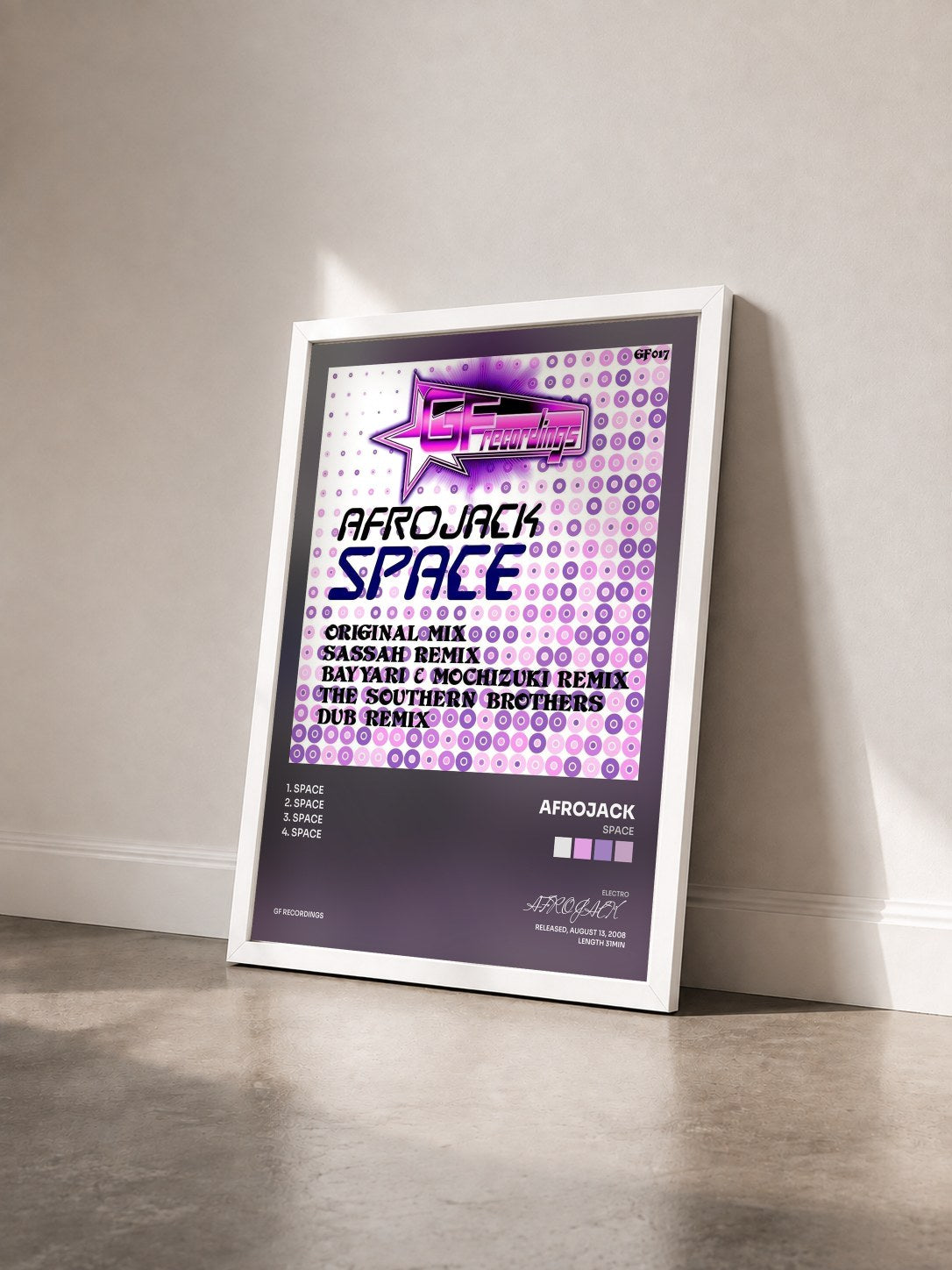 #blanc Tableau de l'album Space de AFROJACK vu de trois quarts, cadre blanc