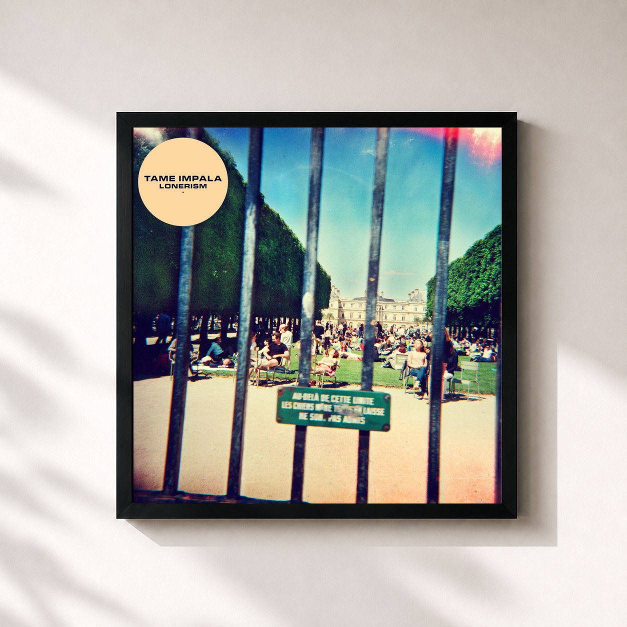 #noir Lonerism by Tame Impala as a square framed art print, black 32x32 cm frame