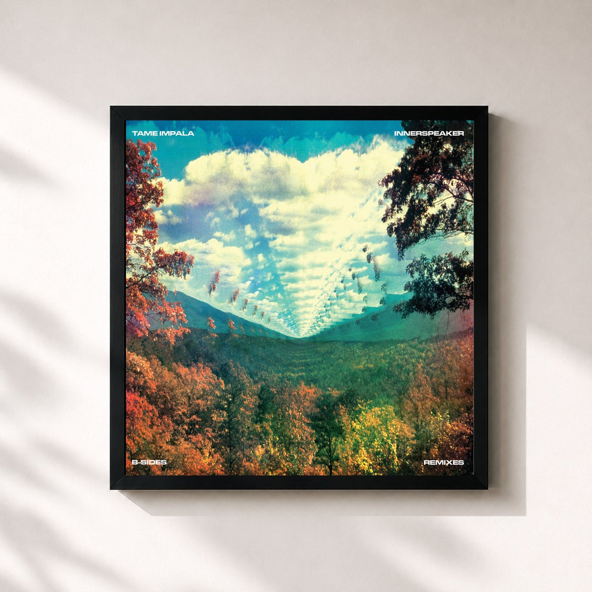 #noir Tableau carré de l'album InnerSpeaker B-Sides & Remixes de Tame Impala, cadre noir 32x32 cm
