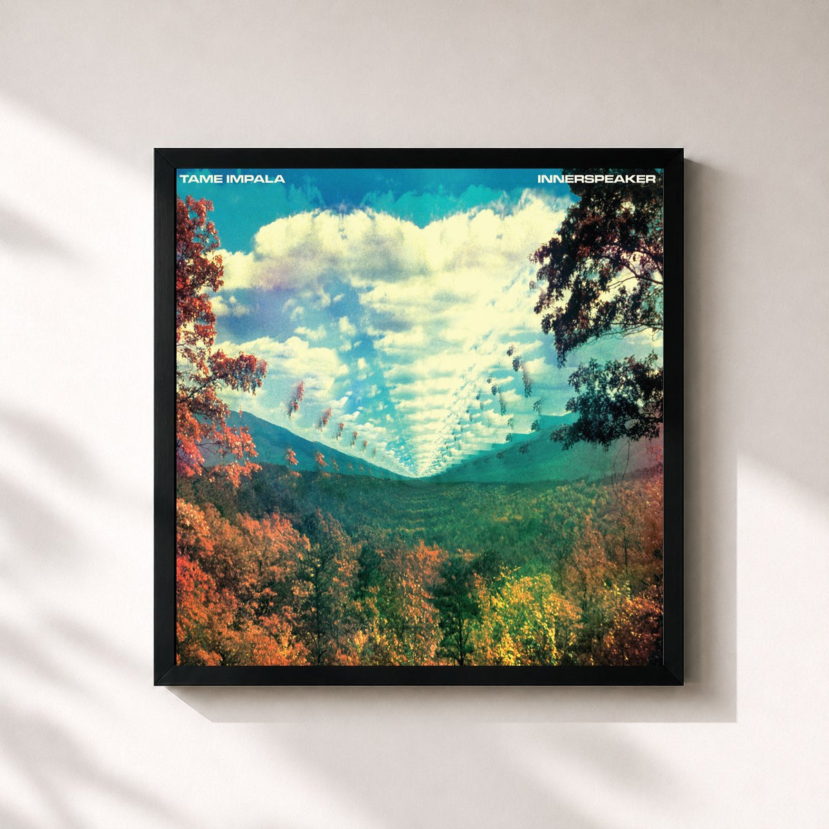 #noir Tableau carré de l'album InnerSpeaker de Tame Impala, cadre noir 32x32 cm