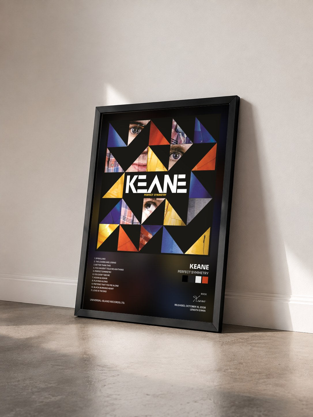 #noir Tableau de l'album Perfect Symmetry de Keane vu de trois quarts, cadre noir