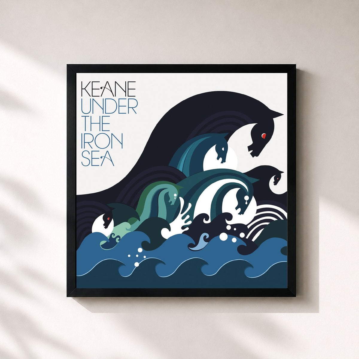 #noir Tableau carré de l'album Under The Iron Sea de Keane, cadre noir 32x32 cm