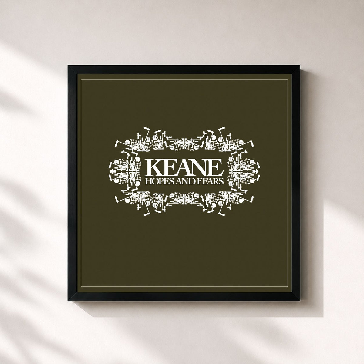 #noir Tableau carré de l'album Hopes And Fears de Keane, cadre noir 32x32 cm