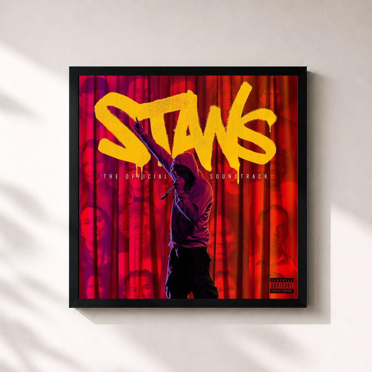 #noir Tableau carré de l'album STANS (The Official Soundtrack) de Eminem, cadre noir 32x32 cm