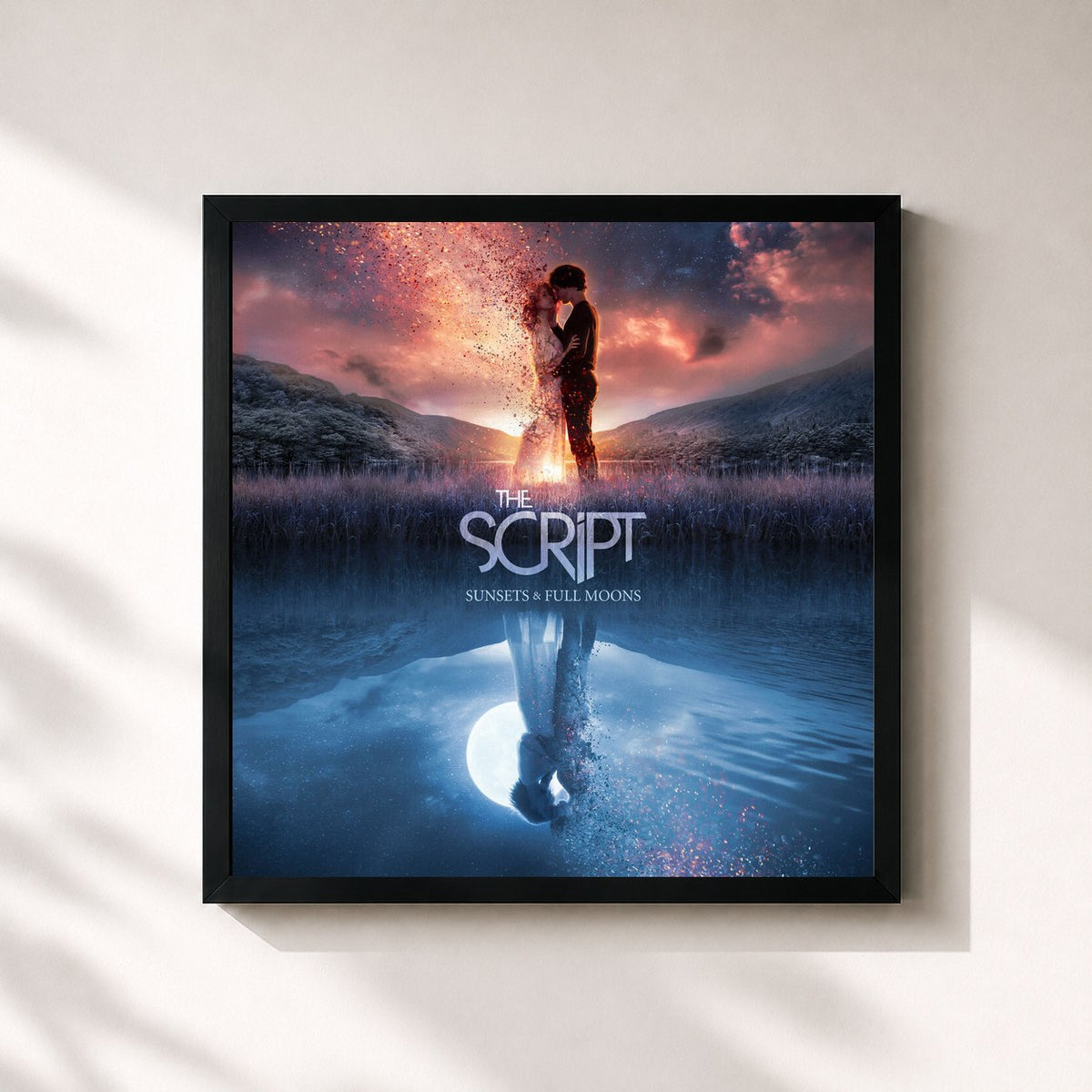 #noir Sunsets & Full Moons de The Script en lámina cuadrada enmarcada, marco negro de 32x32 cm