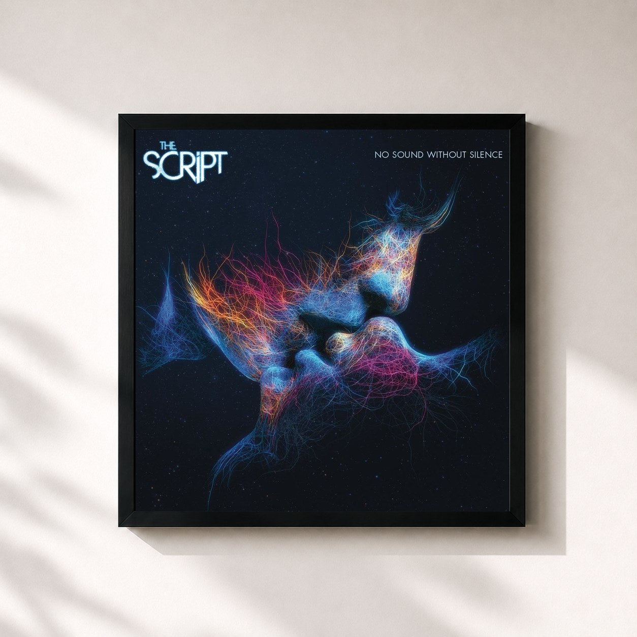 #noir Tableau carré de l'album No Sound Without Silence de The Script, cadre noir 32x32 cm